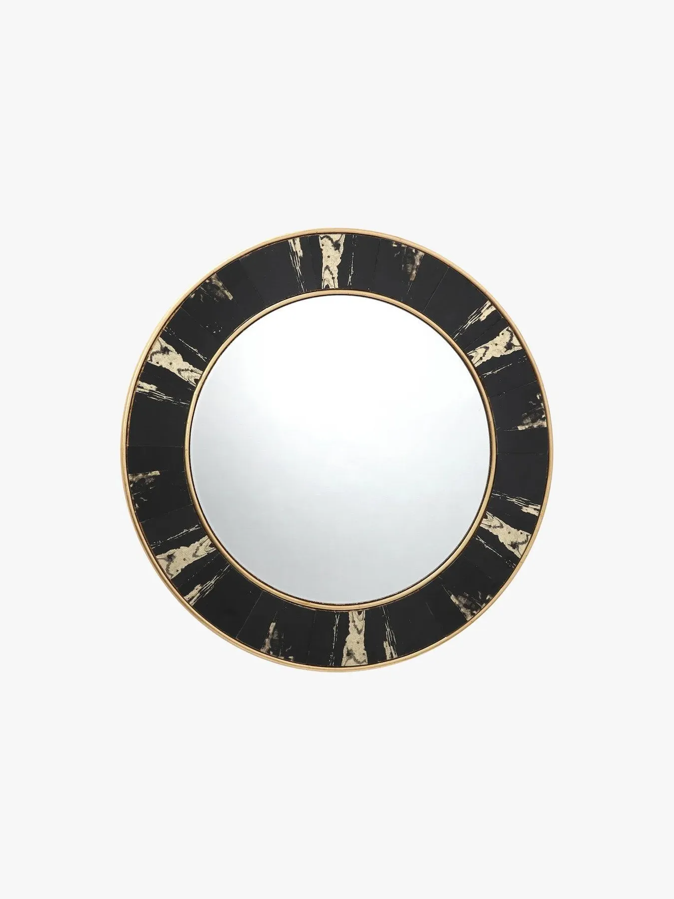 Round Mirror with Foil Detail - Black, Gold image