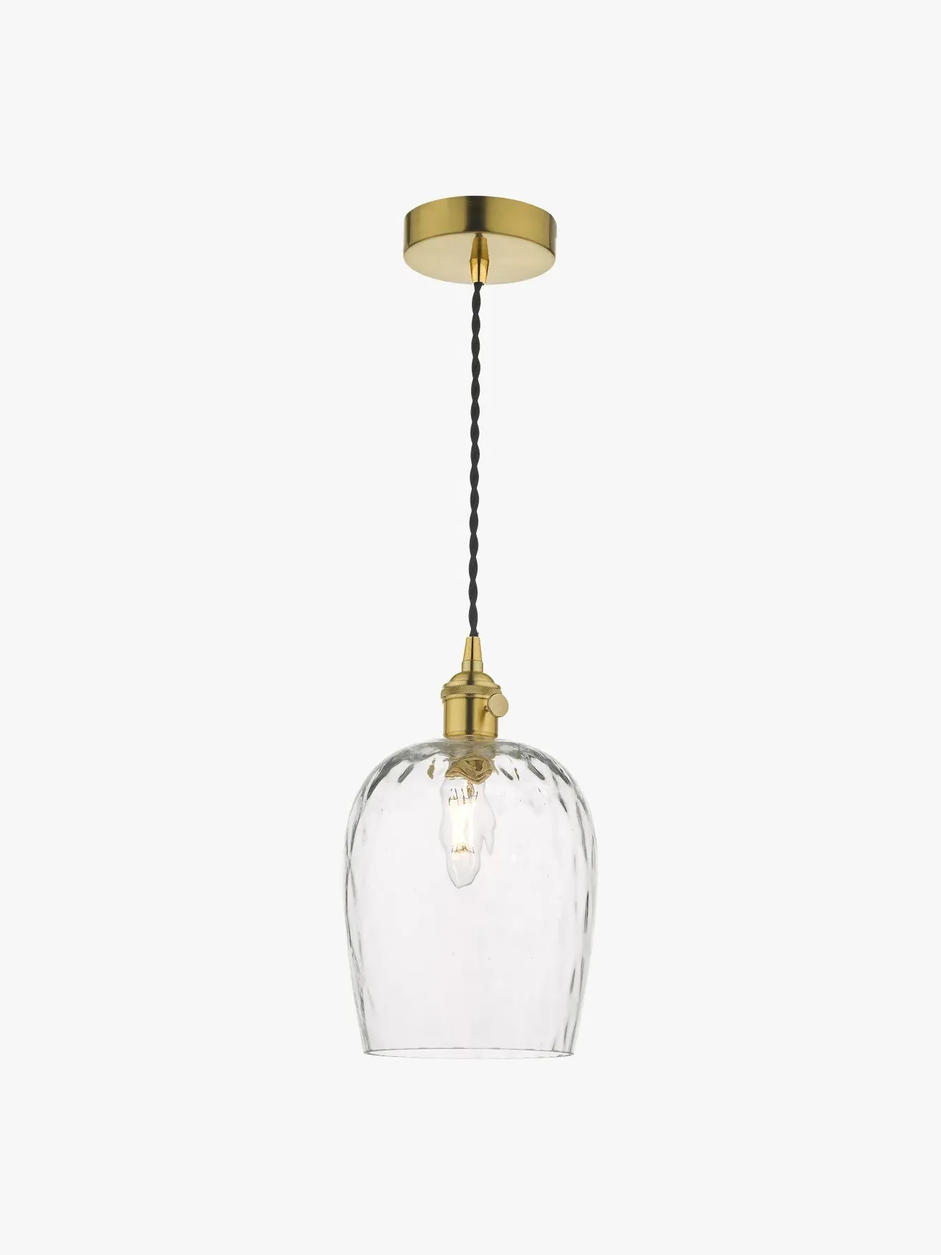 Single Pendant Light with Dimpled Shade - Brass image