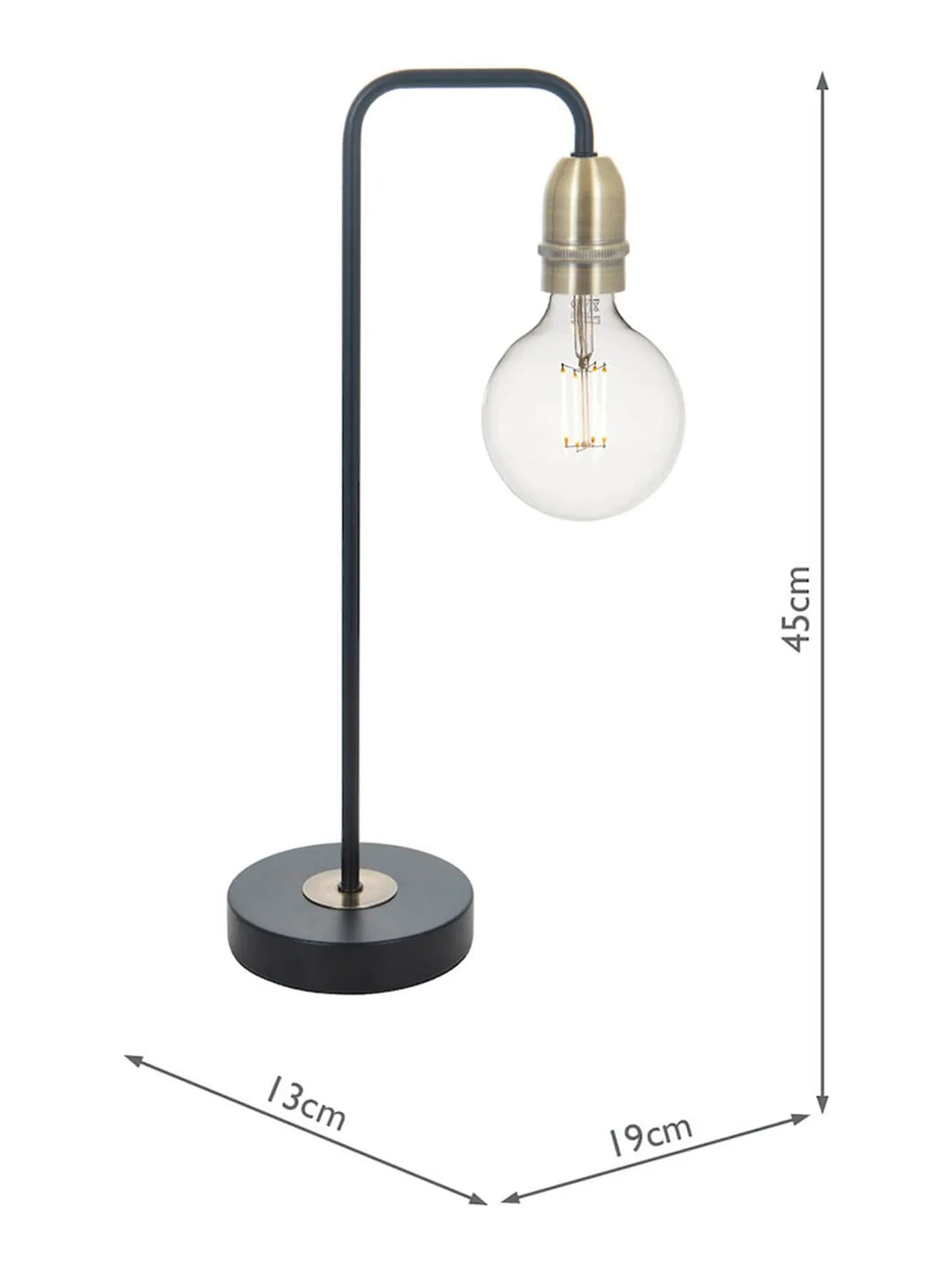 Table Lamp with Brass Detail - Black, Metal