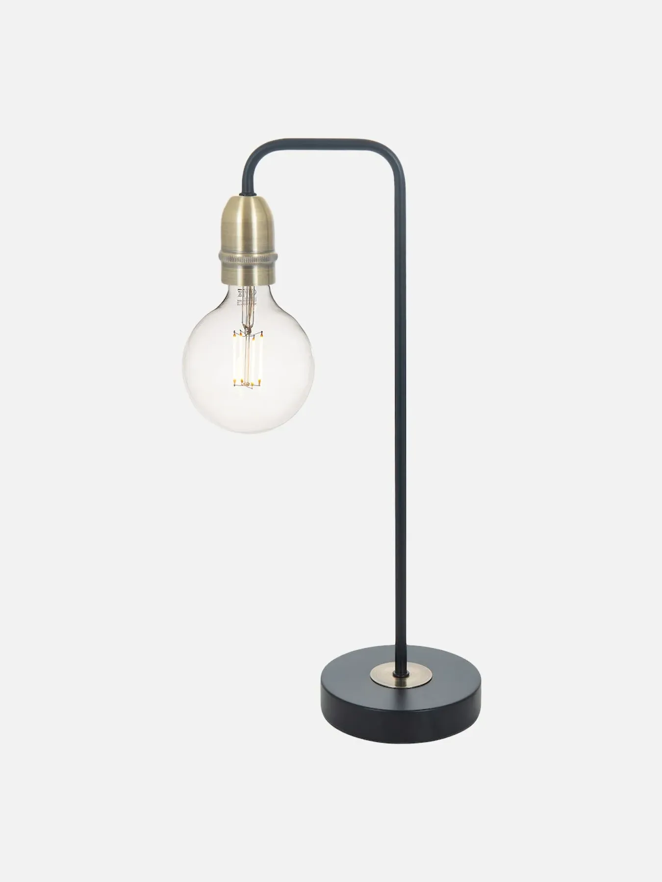 Table Lamp with Brass Detail - Black, Metal image
