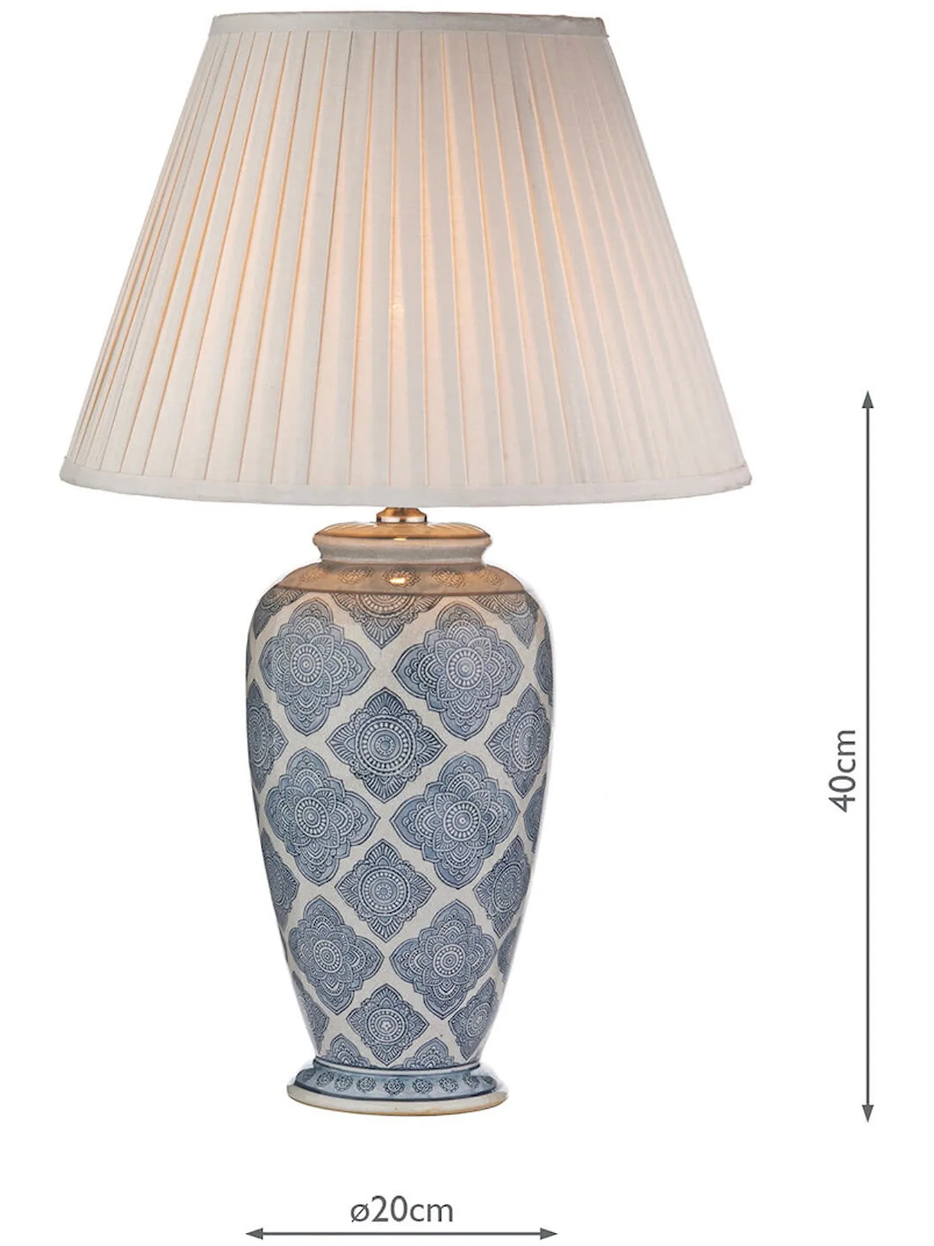 Table Lamp with Rocker Switch - Blue, Ceramic