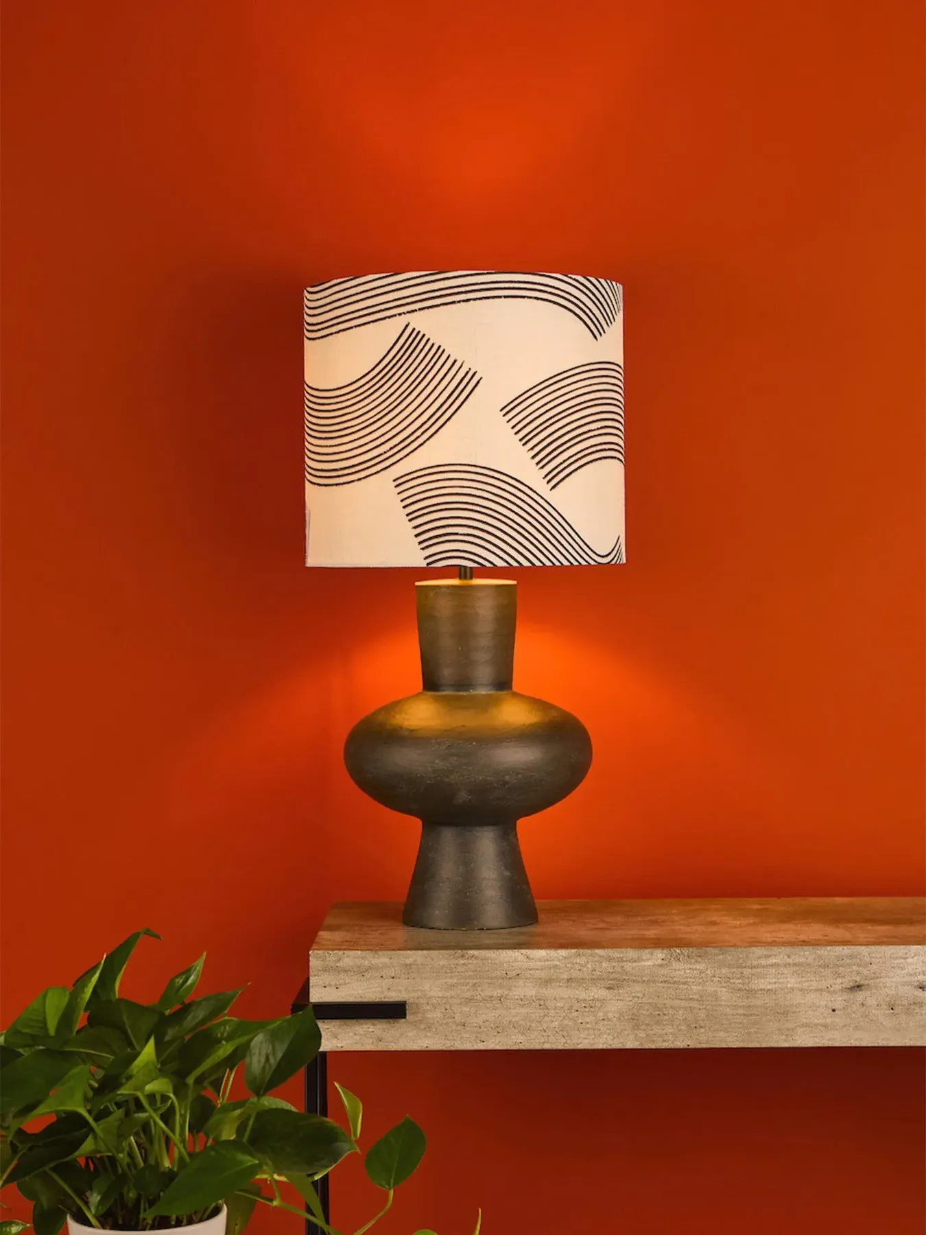 Table Lamp with Shade - Black, Linen