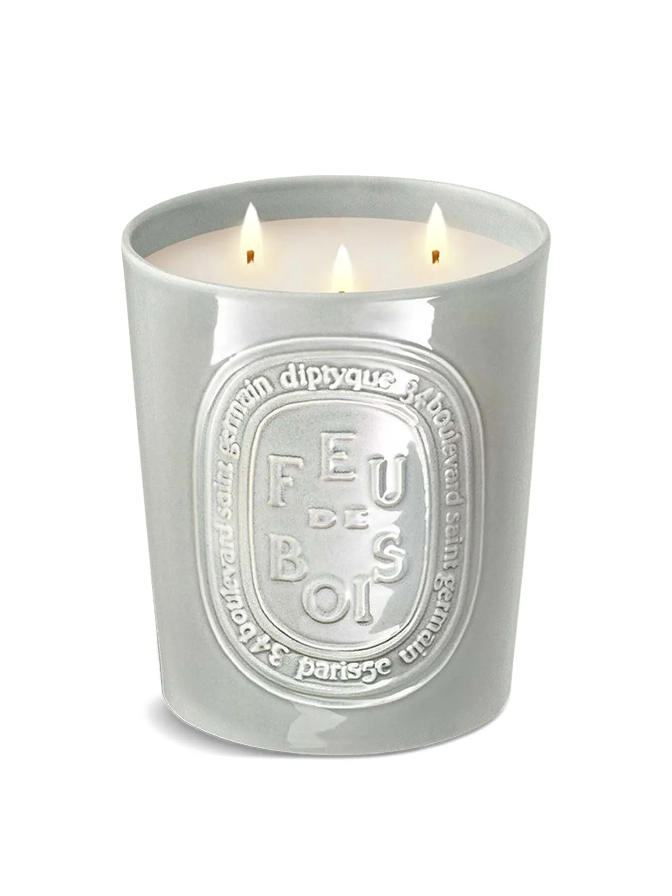 Large Wood Fire Candle - Grey, Porcelain image