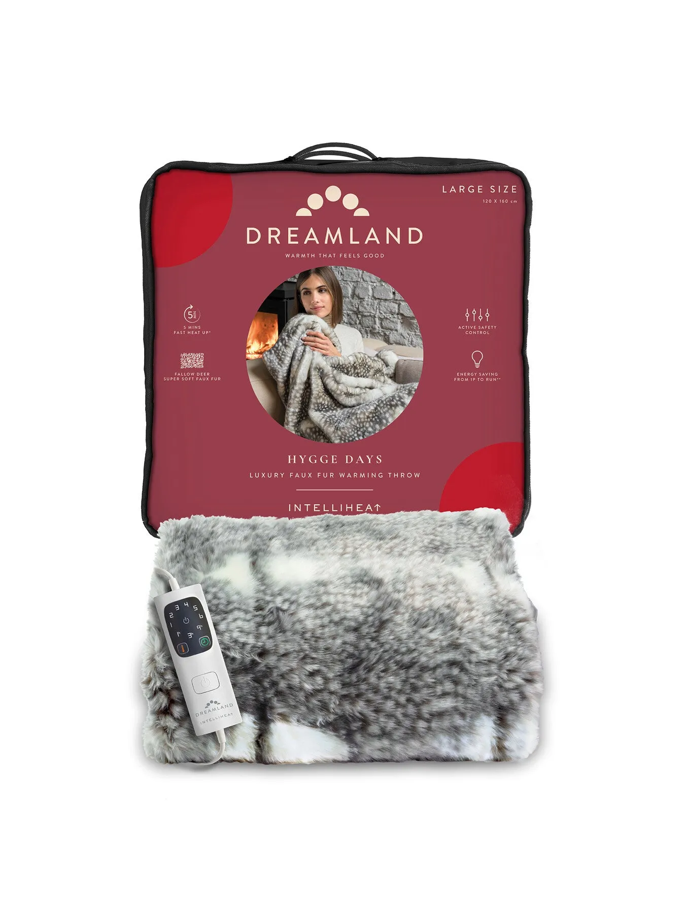 Heated Throw Blanket - Fallow Deer, Faux Fur