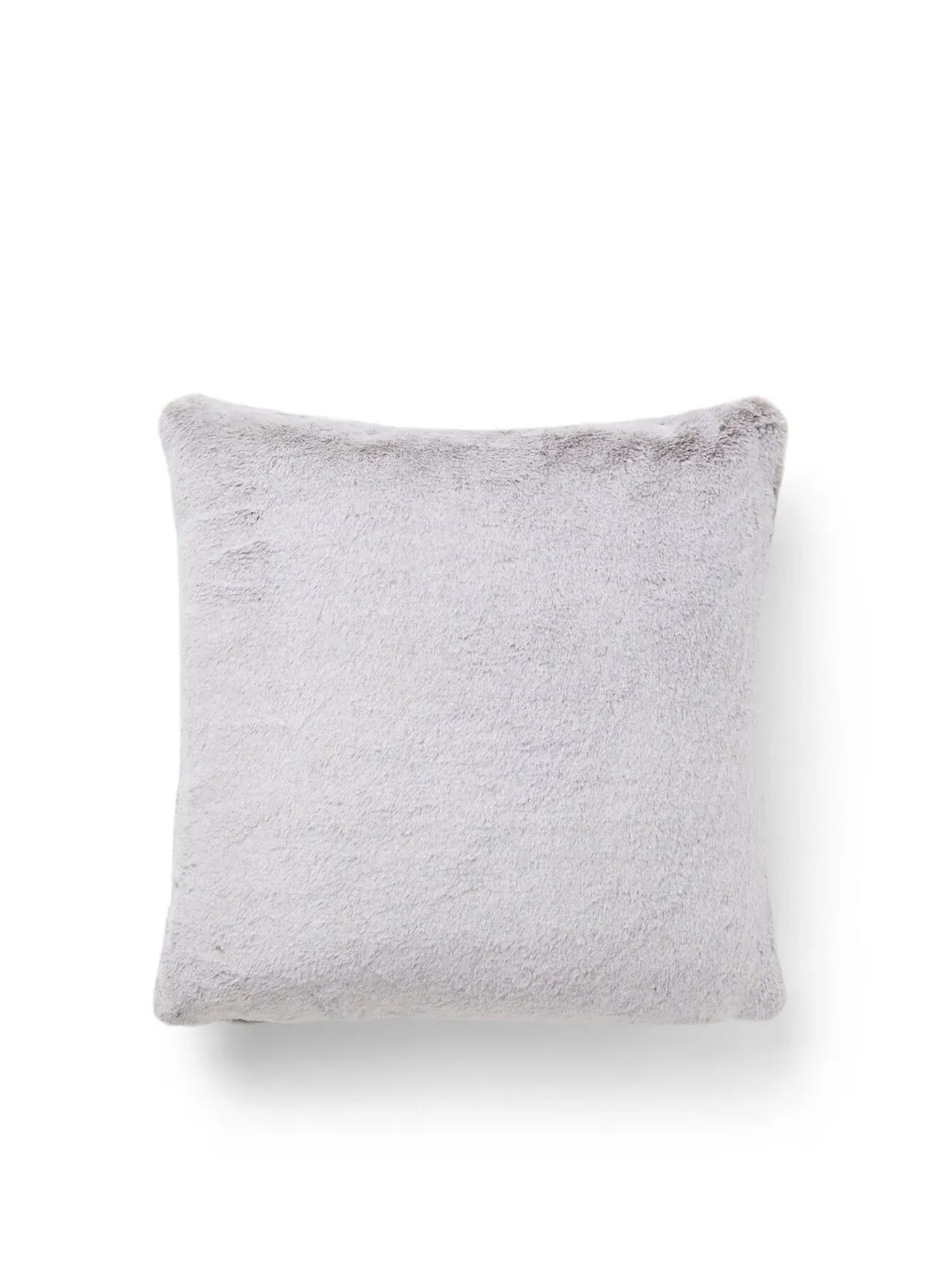 Square Cushion with Duck Feather Fill - Grey, Faux Fur image