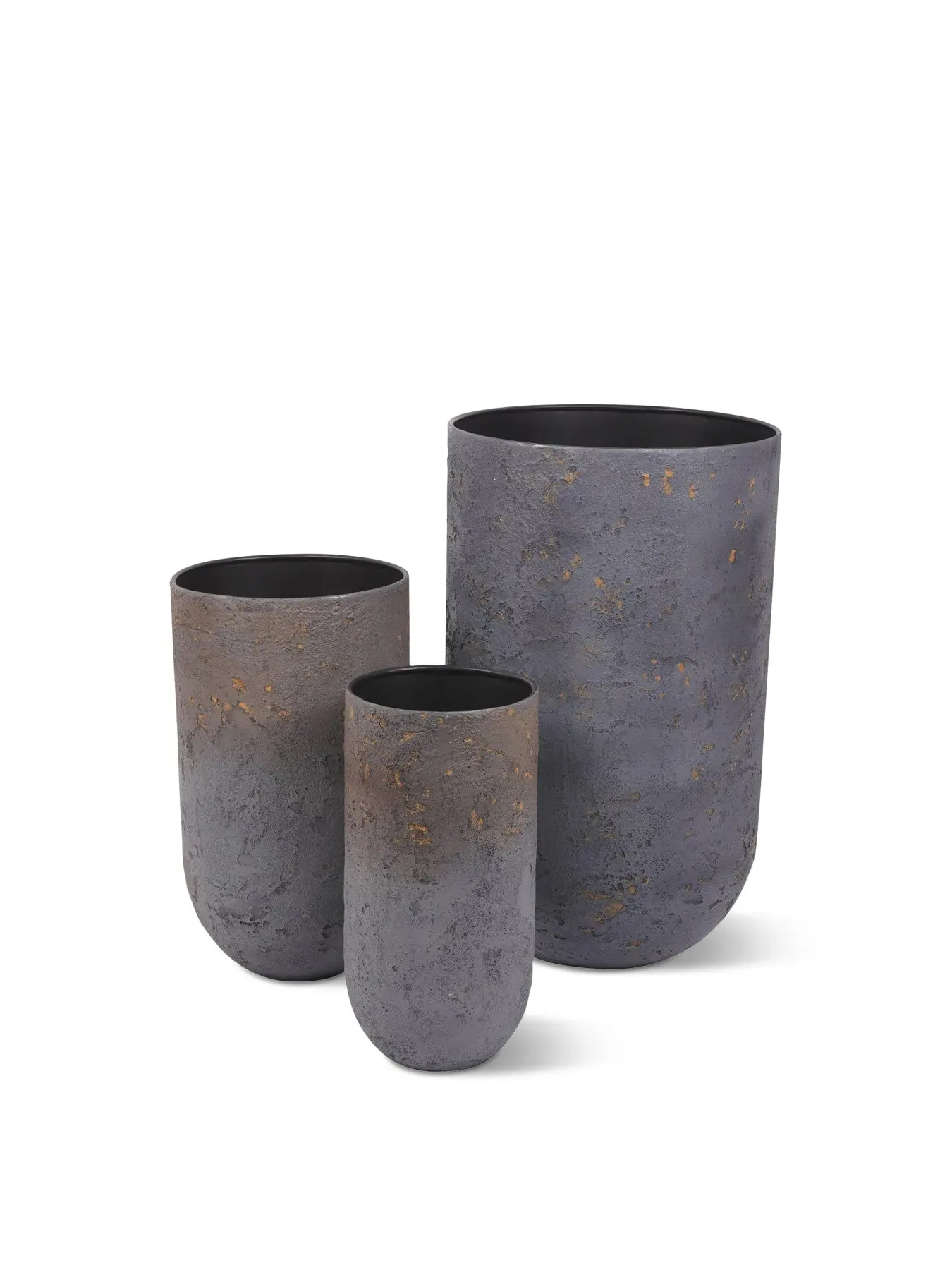 Set of 3 Planters Volcano Design - Blue
