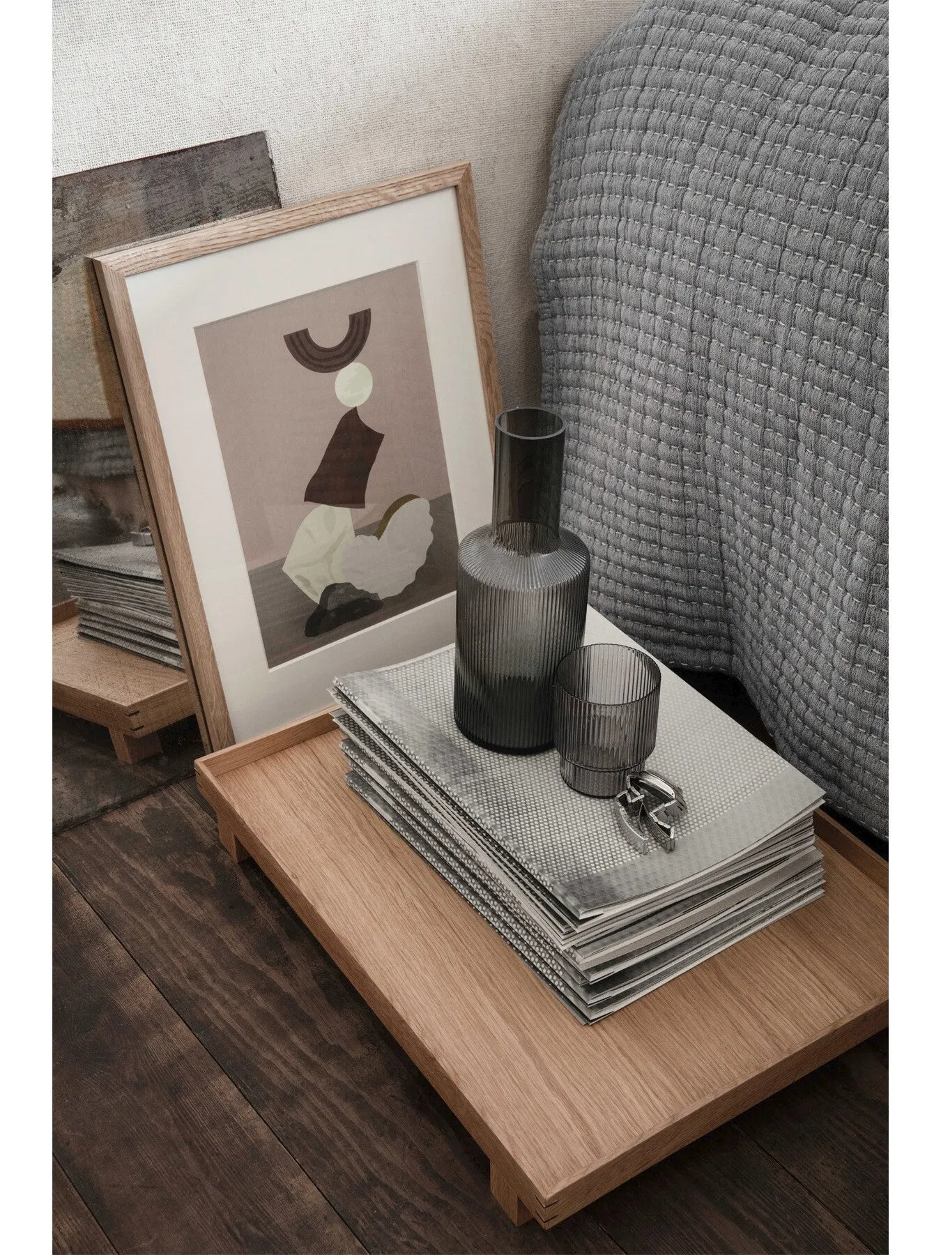 4-Piece Glass Set with Ripple Design - Smoked