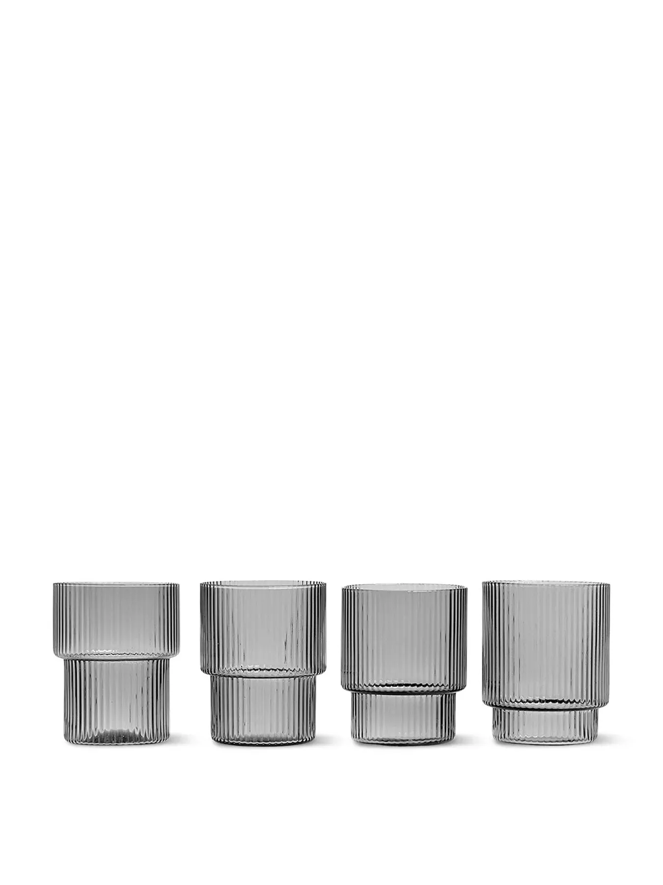 4-Piece Glass Set with Ripple Design - Smoked image