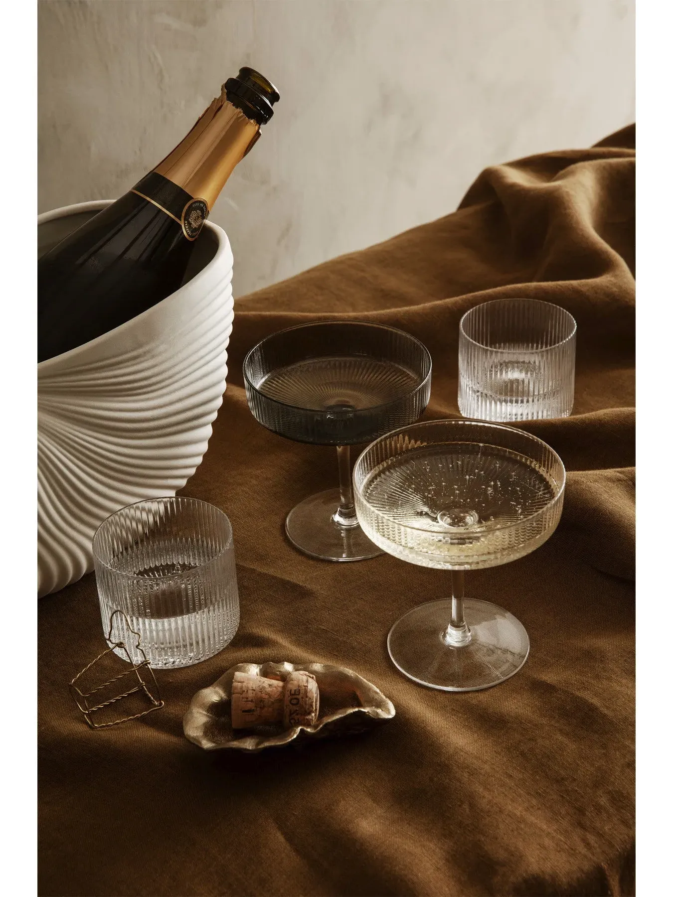 Champagne Saucers Set of 2 - Smoked, Glass