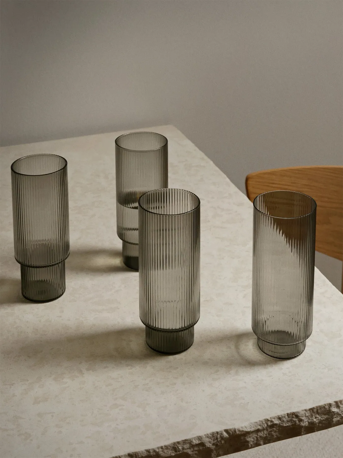 Long Drink Glasses Set of 4 - Smoked Glass