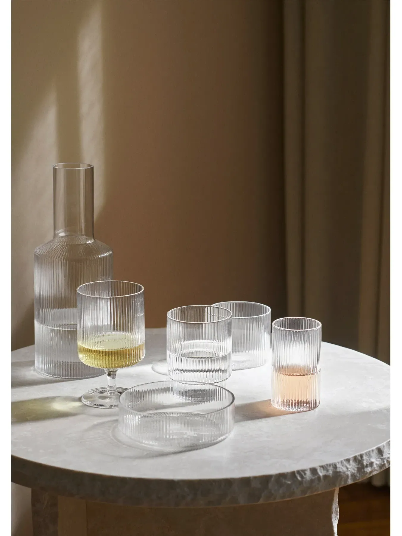 Ripple Carafe with Textured Design - Clear Glass