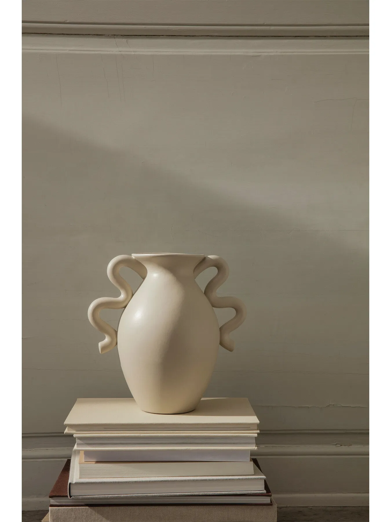 Table Vase with Curved Handles - Cream