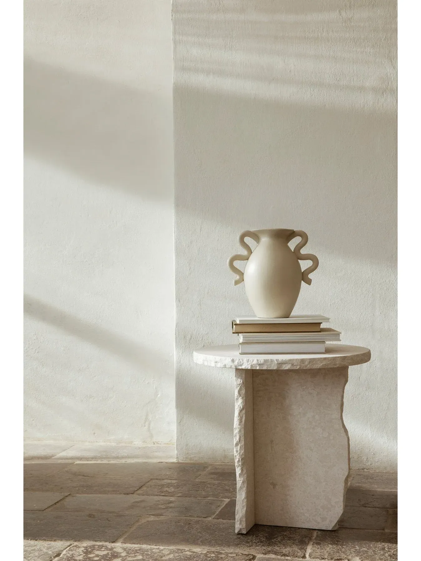 Table Vase with Curved Handles - Cream