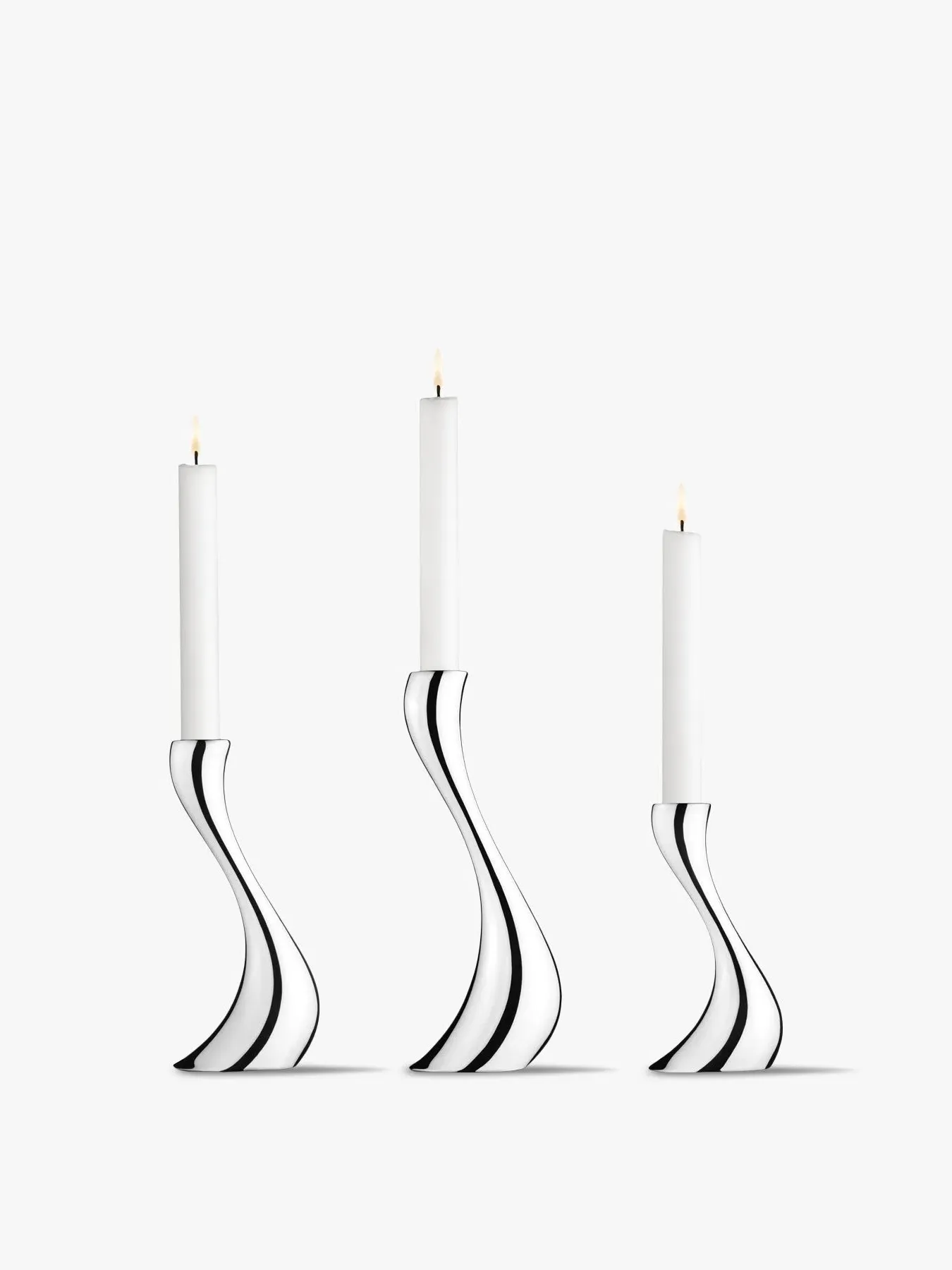 3-Piece Candleholder Set - Silver, Steel image