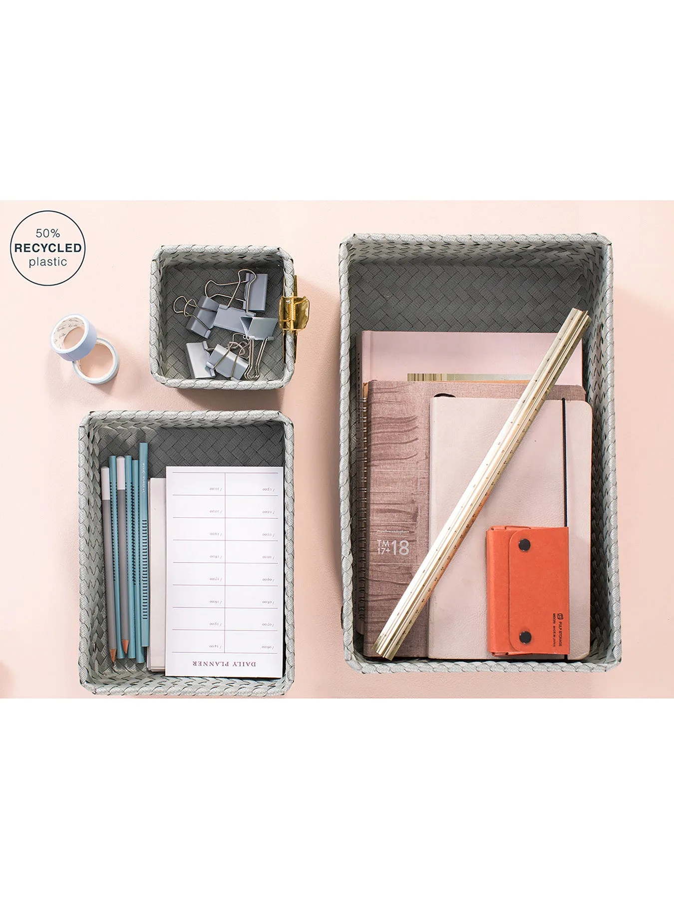 Medium Storage Basket - Eucalyptus, Recycled Plastic
