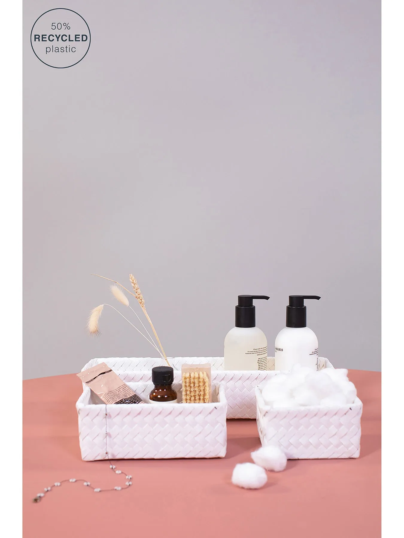 Small Storage Basket - Ice Grey, Recycled Plastic