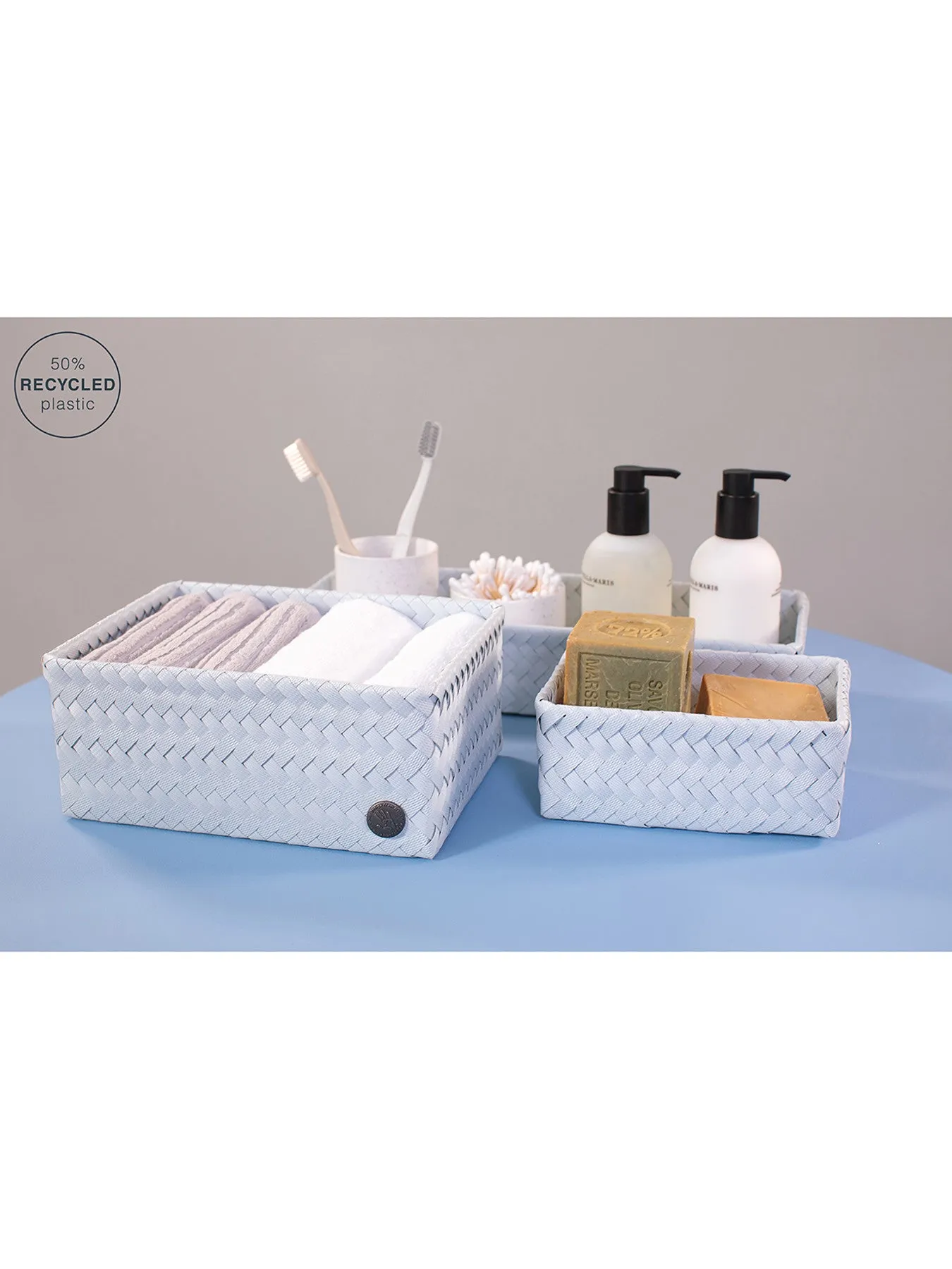 Small Storage Basket - Ice Grey, Recycled Plastic