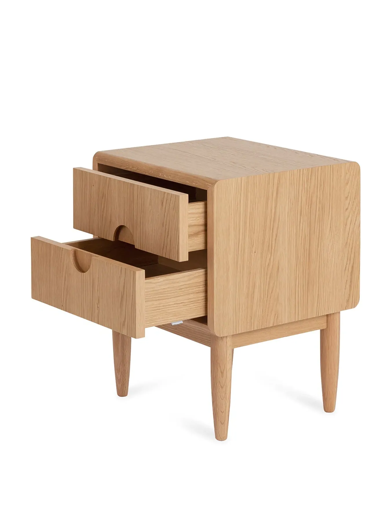 2-Drawer Bedside Chest - Natural Oak, Solid Oak