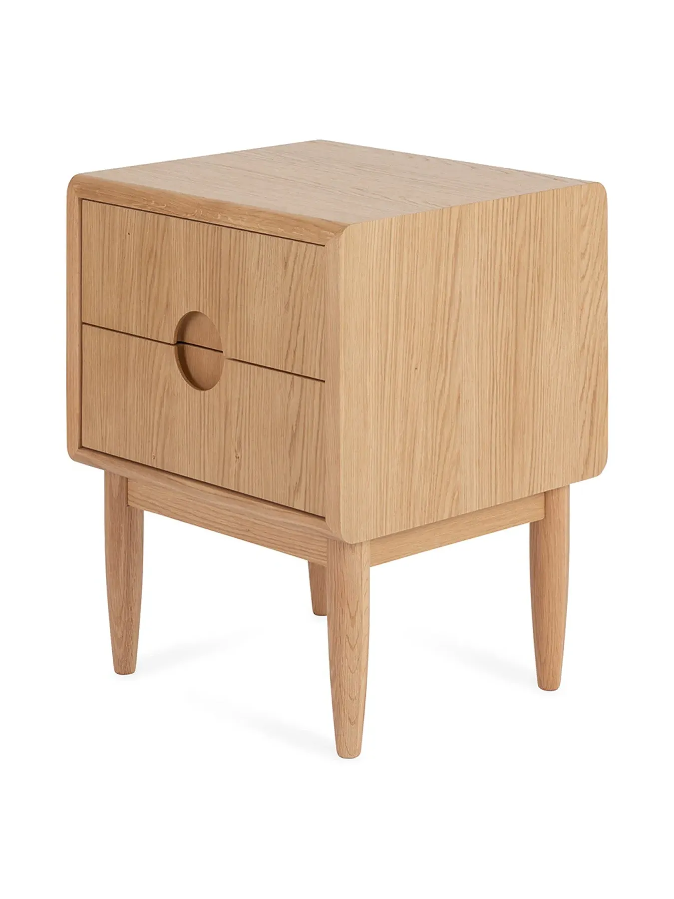 2-Drawer Bedside Chest - Natural Oak, Solid Oak