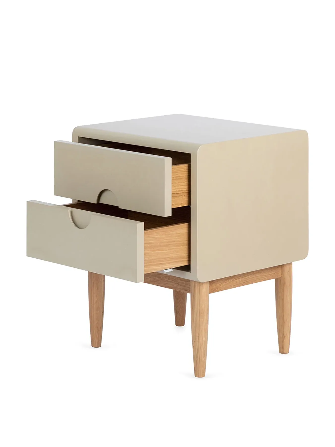2-Drawer Bedside Table - Beige, Painted Wood