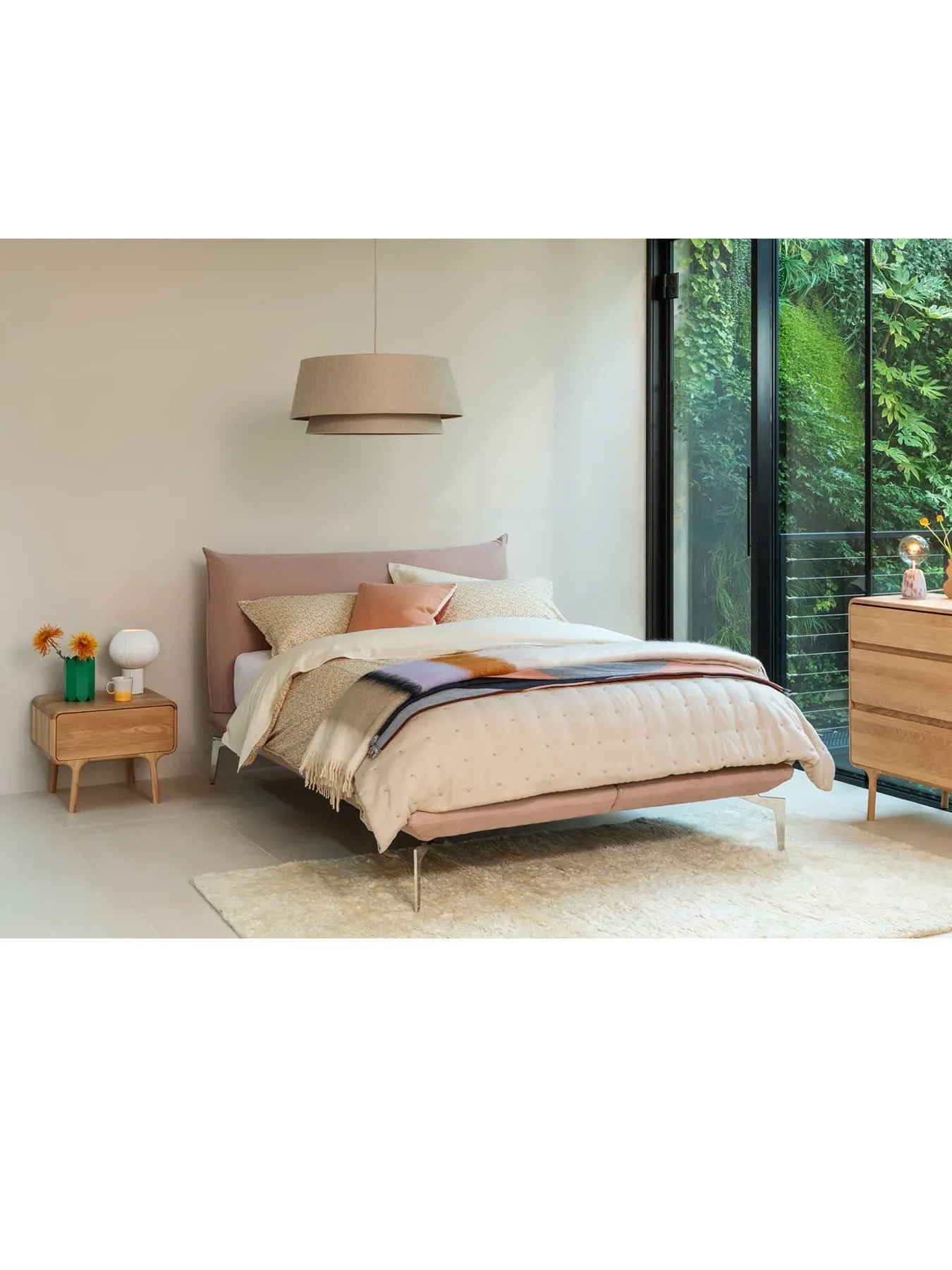 2 Tiered Pendant Light - Natural, Fabric