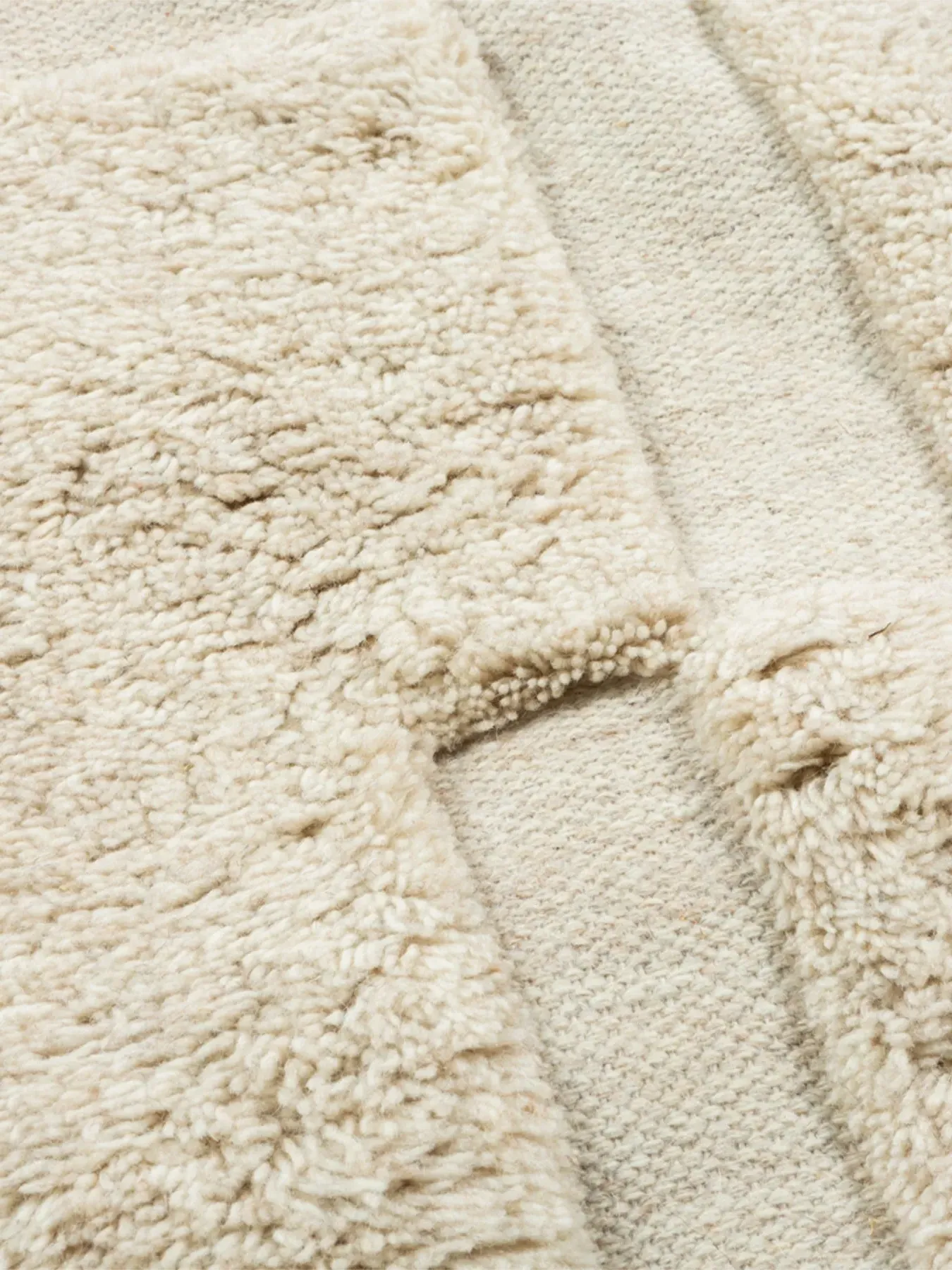 200x300cm Rug High-Low Pile - Natural, Wool