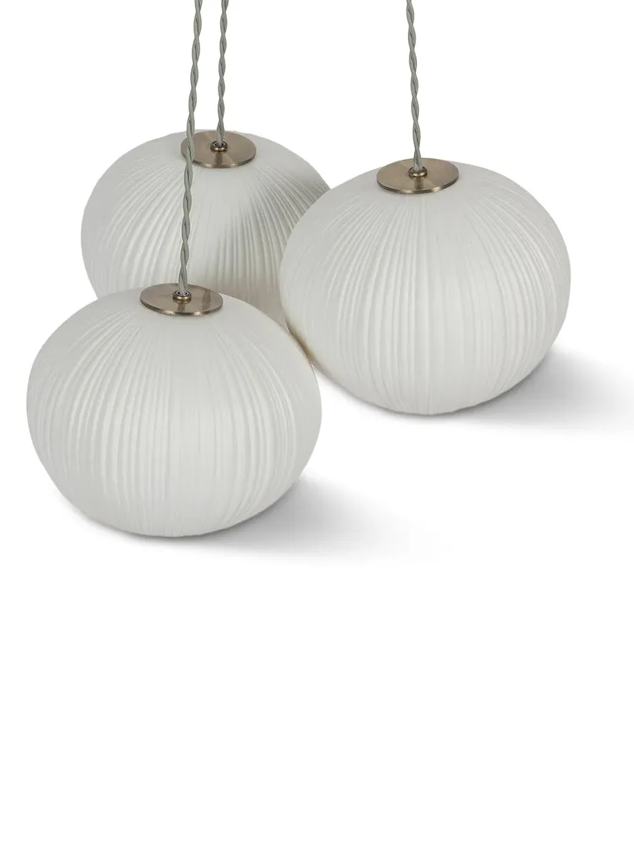 3-Light Pendant with Pebble Shades - White