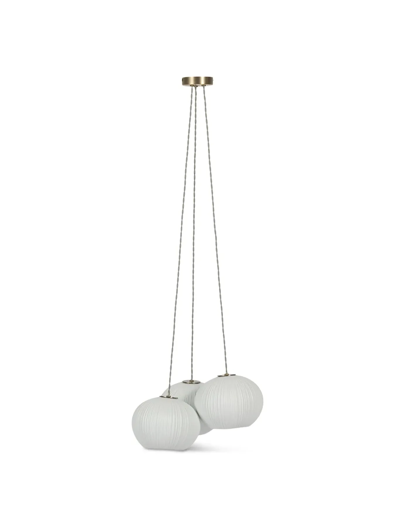 3-Light Pendant with Pebble Shades - White image