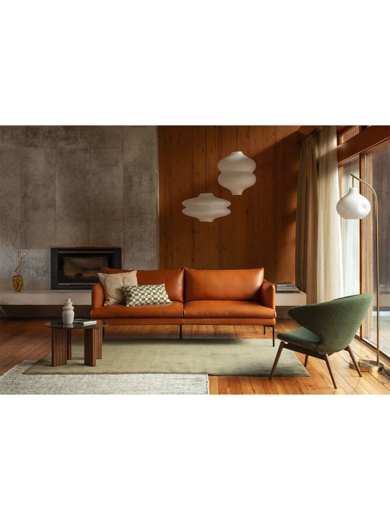 3-Seater Sofa with Metal Legs - Tan, Leather