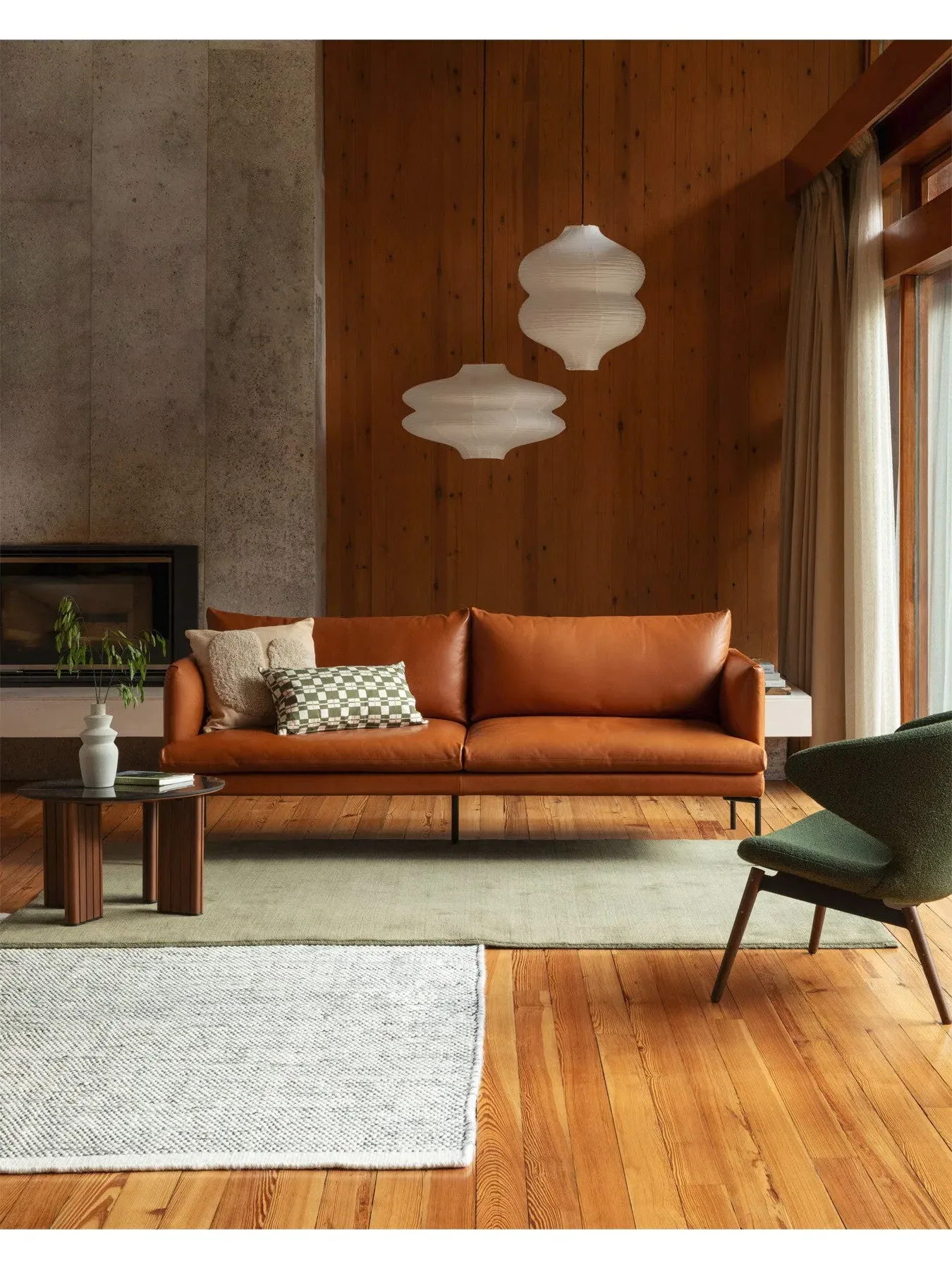 3-Seater Sofa with Metal Legs - Tan, Leather