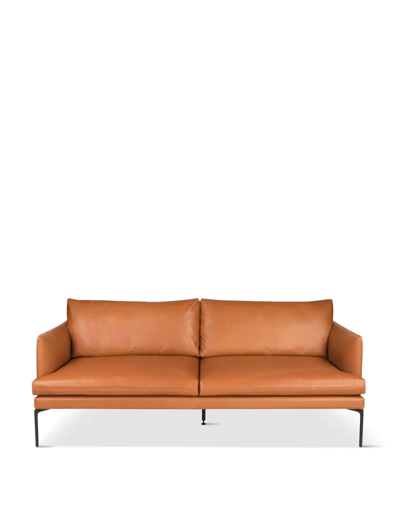 3-Seater Sofa with Metal Legs - Tan, Leather image