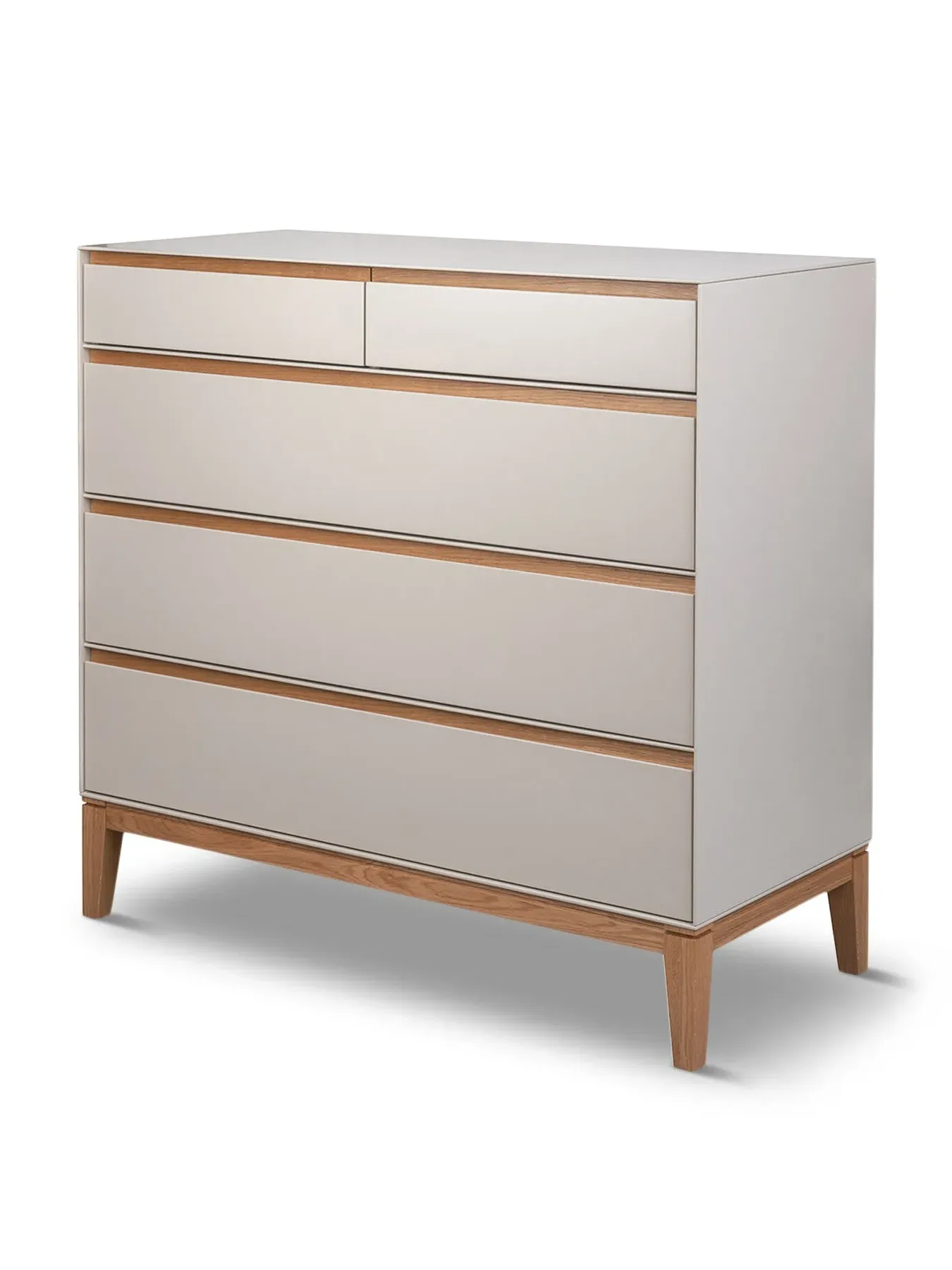 5-Drawer Dresser with Wood Legs - White, Oak