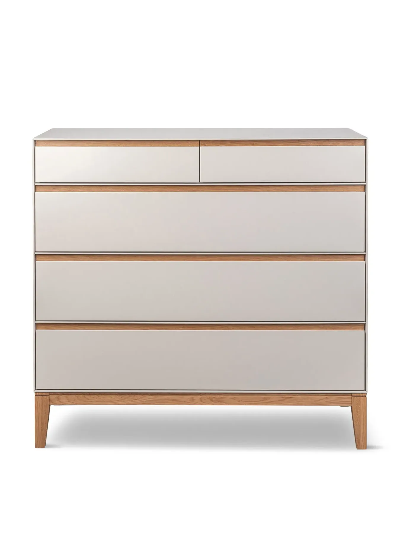 5-Drawer Dresser with Wood Legs - White, Oak image