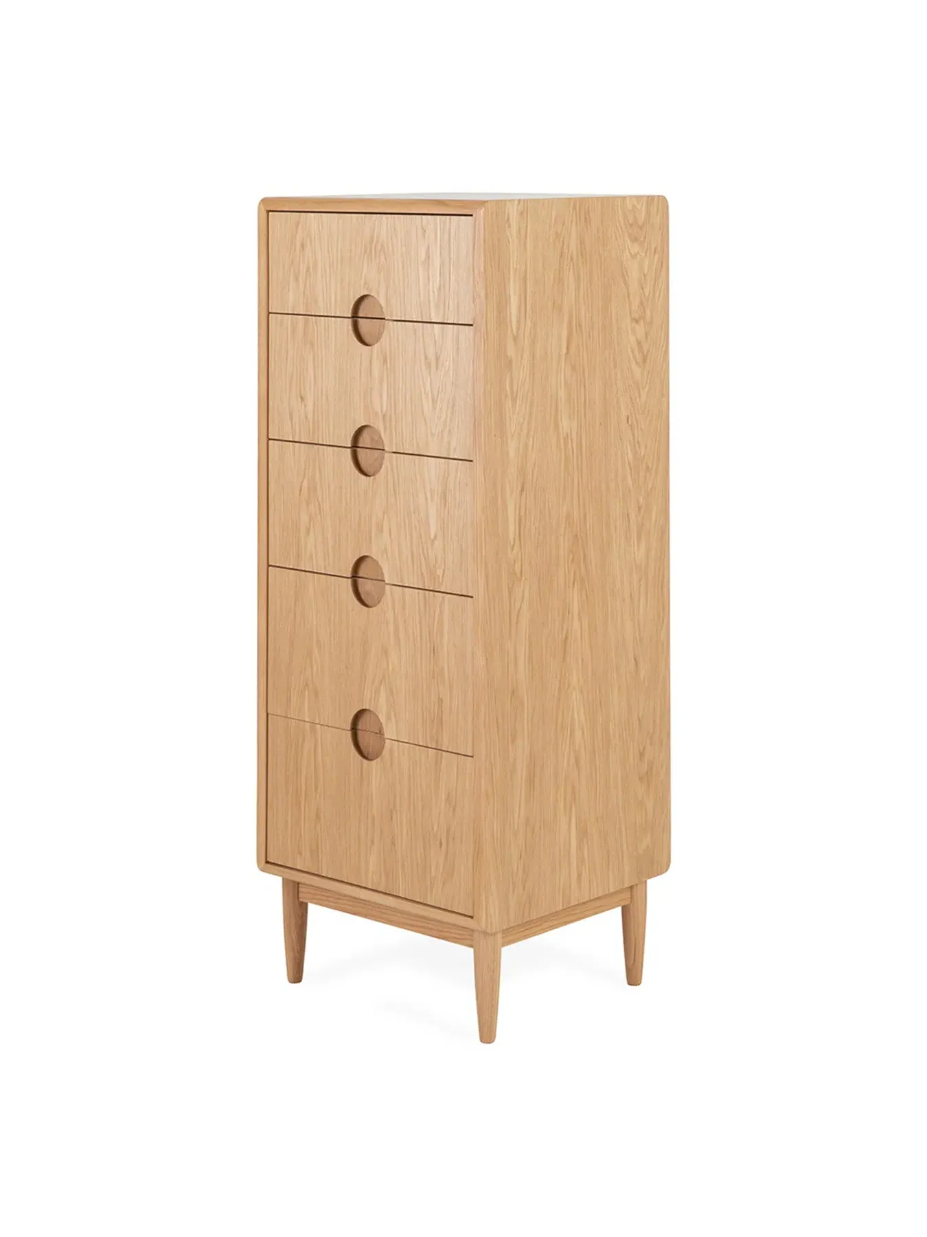 5-Drawer Tall Chest - Natural Oak, Oak Wood