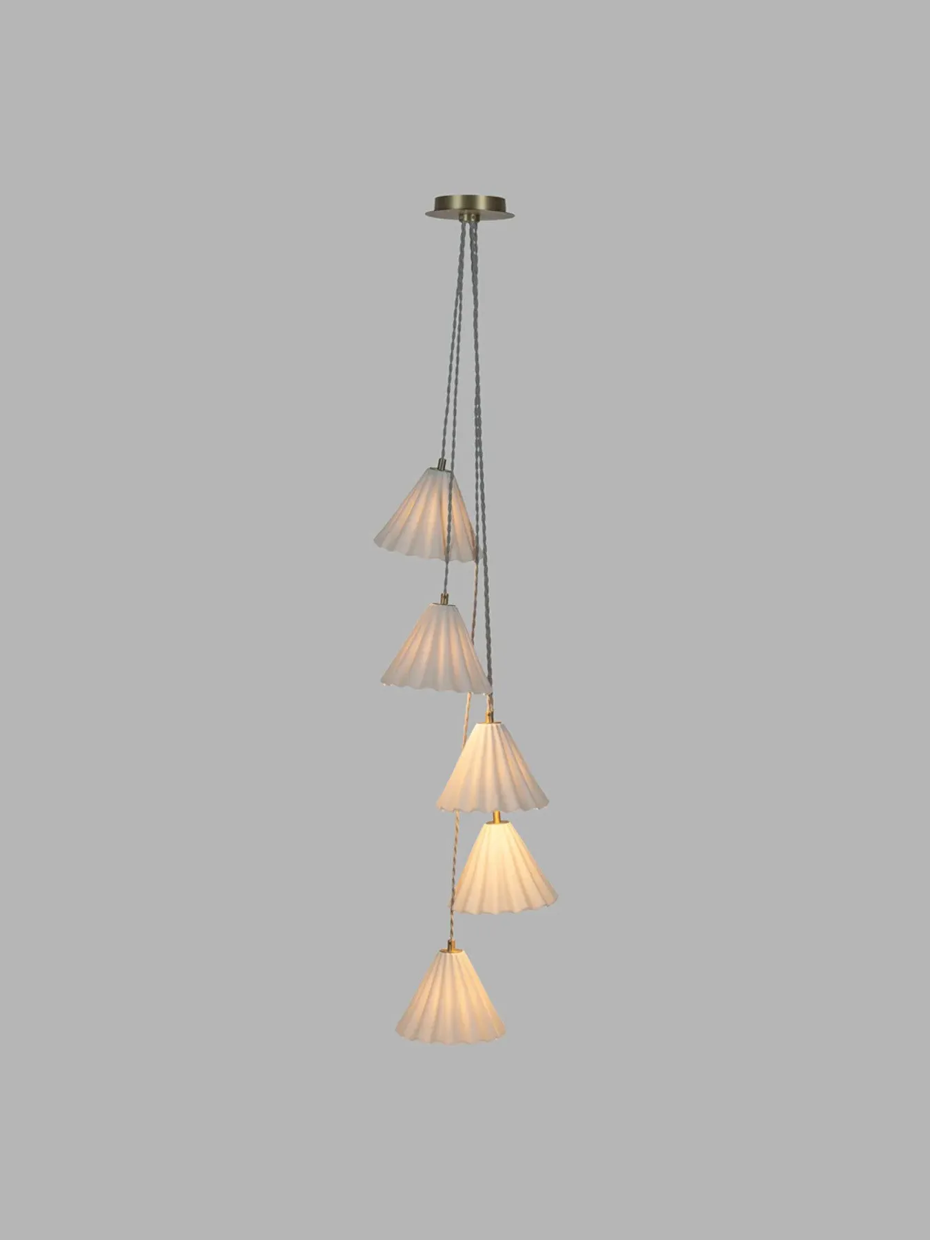 5 Light Chandelier - White, Porcelain