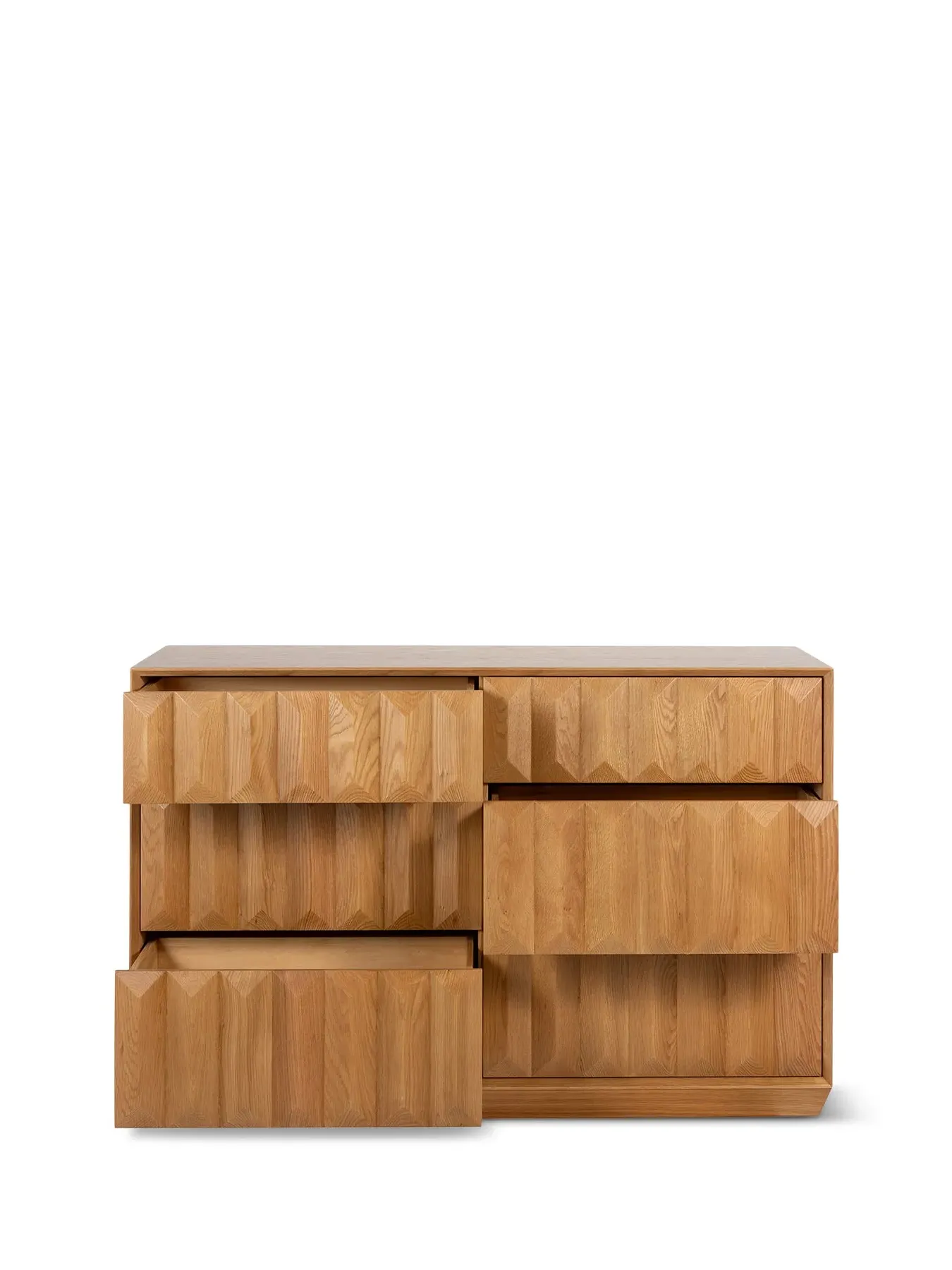 6-Drawer Chest with Geometric Fronts - Brown, Oak
