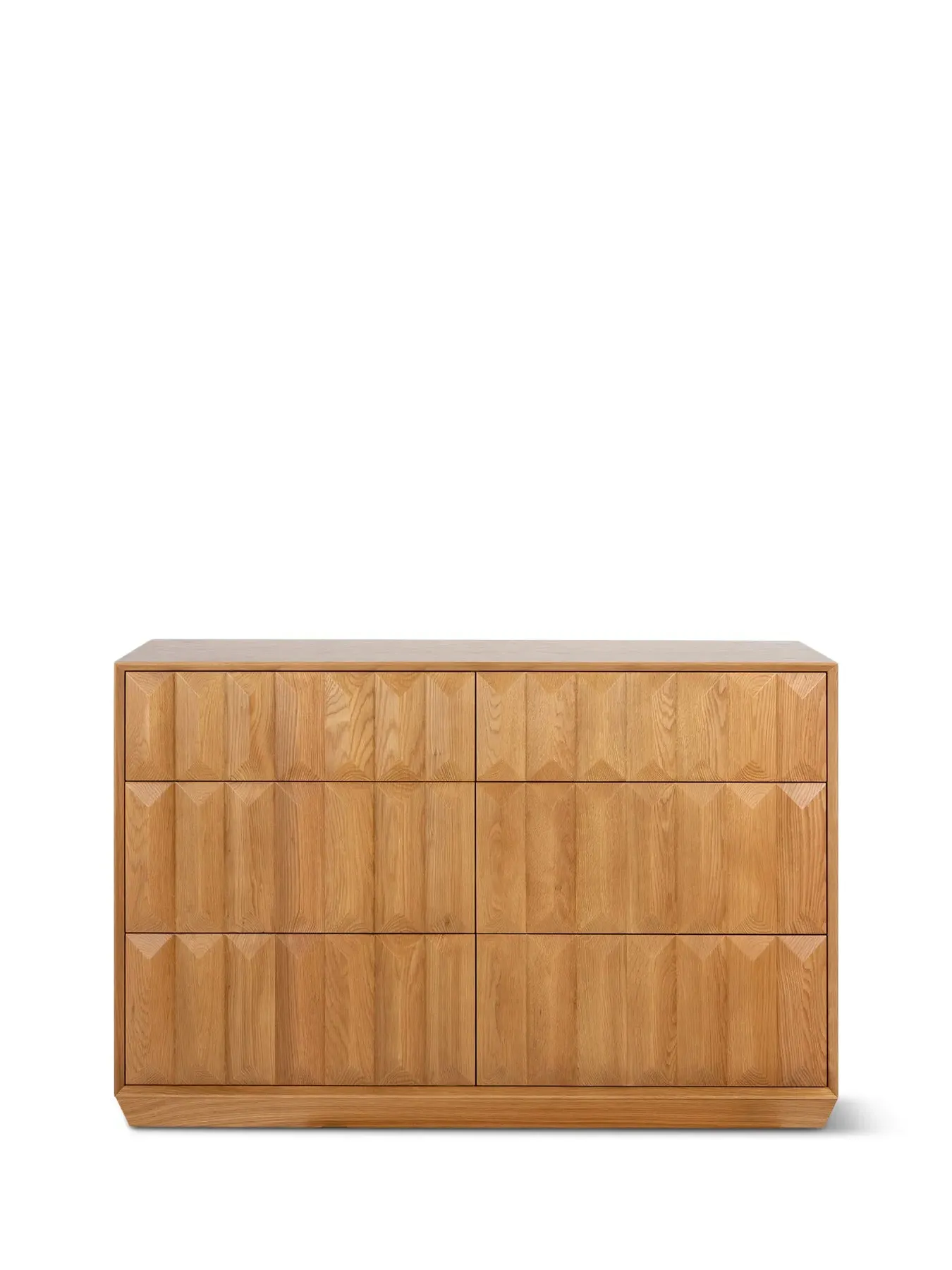 6-Drawer Chest with Geometric Fronts - Brown, Oak image