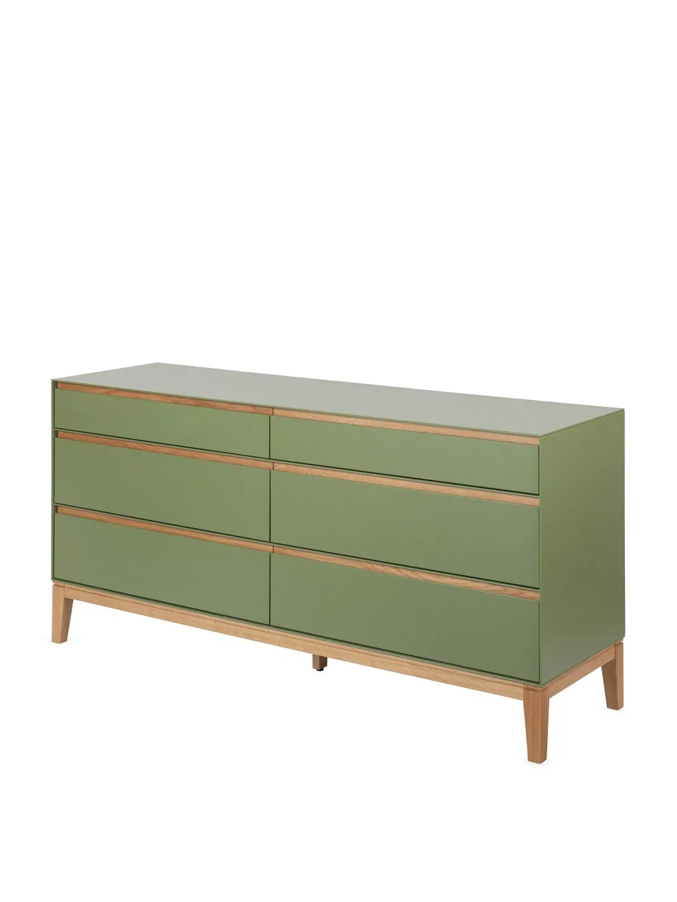 6-Drawer Dresser Wide - Green, Oak