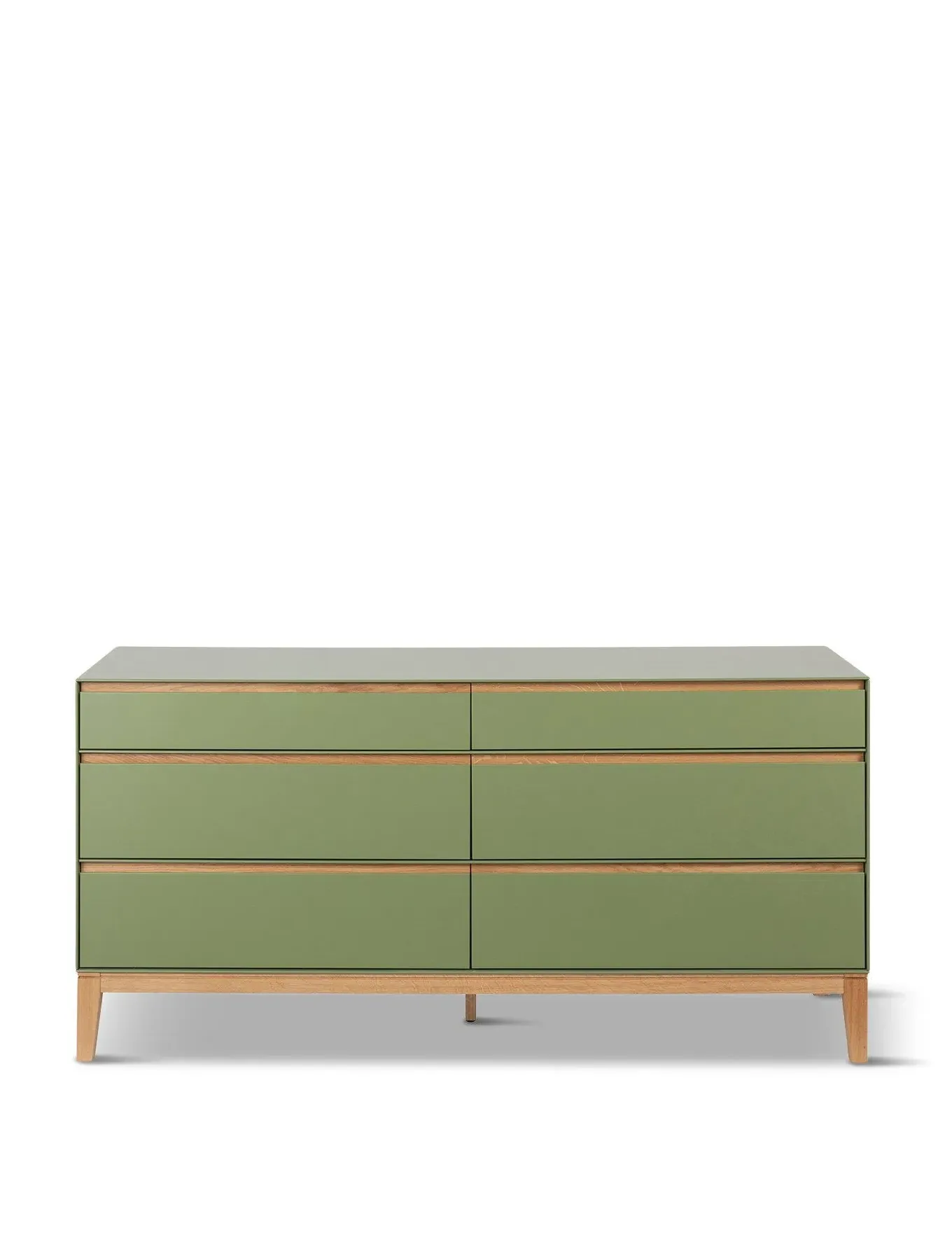 6-Drawer Dresser Wide - Green, Oak image
