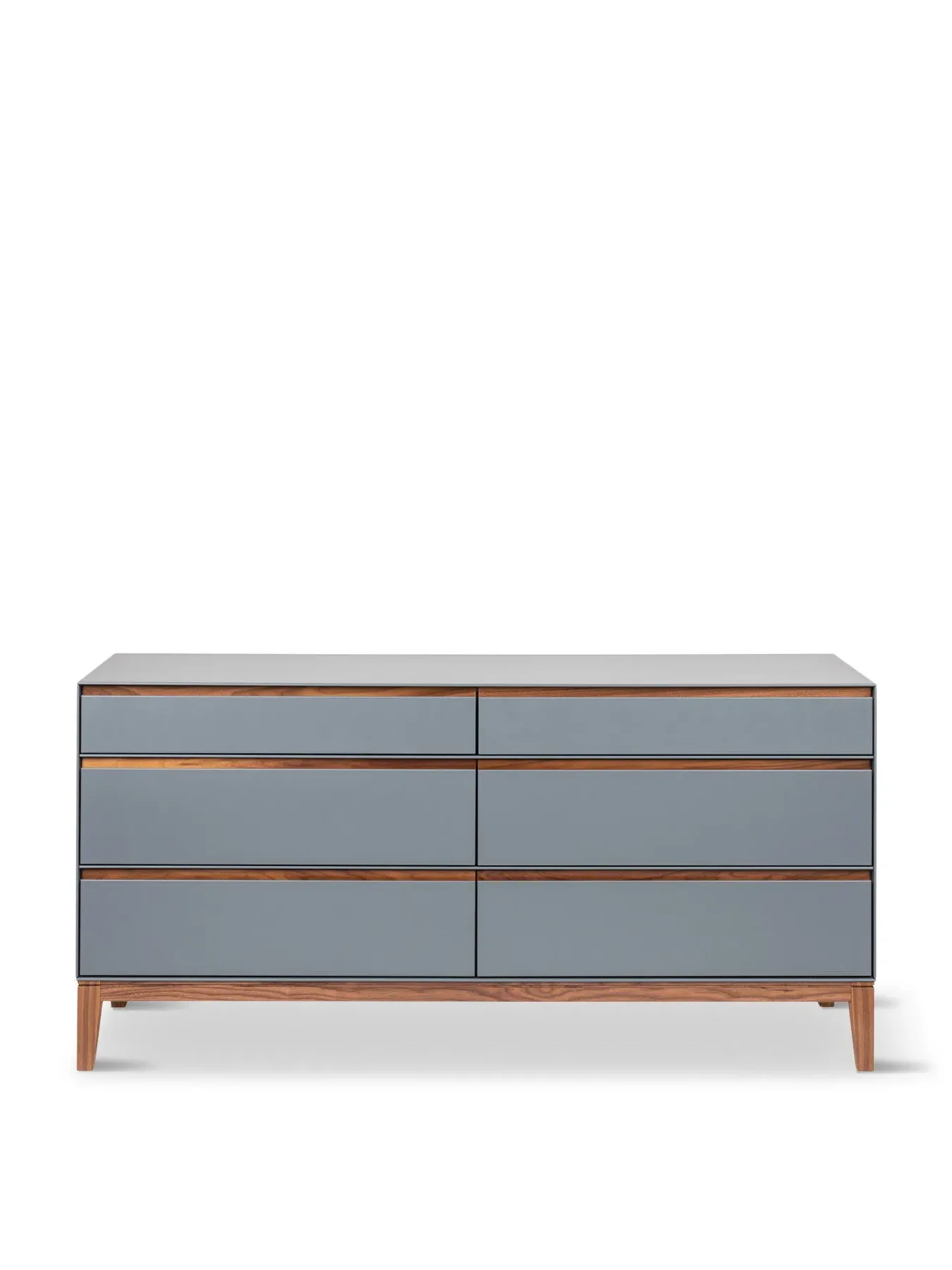 6-Drawer Wide Dresser - Grey, Walnut
