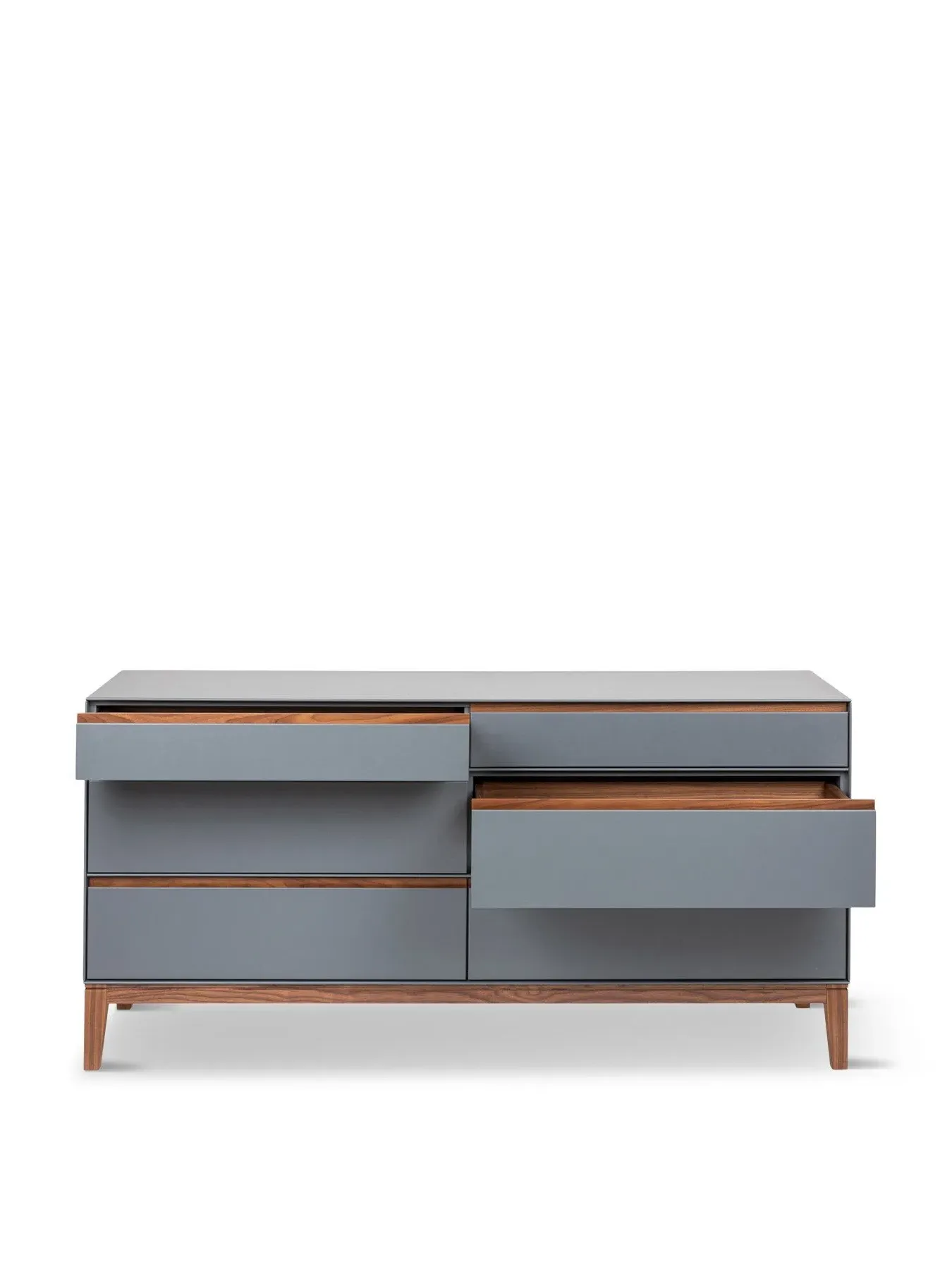 6-Drawer Wide Dresser - Grey, Walnut