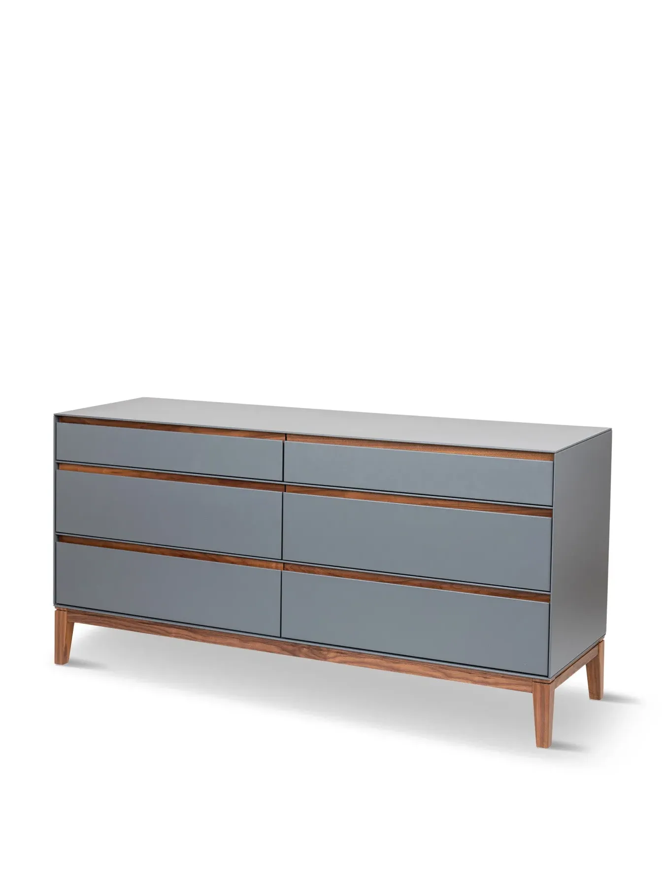 6-Drawer Wide Dresser - Grey, Walnut
