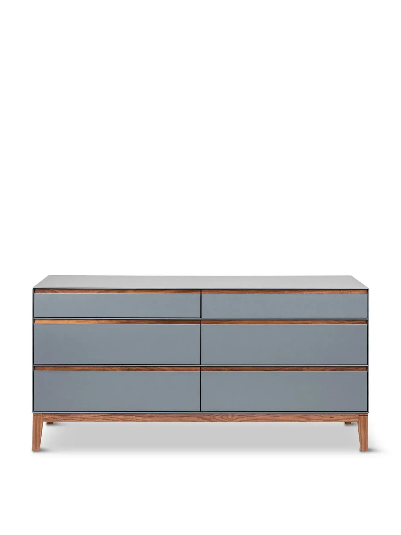 6-Drawer Wide Dresser - Grey, Walnut image