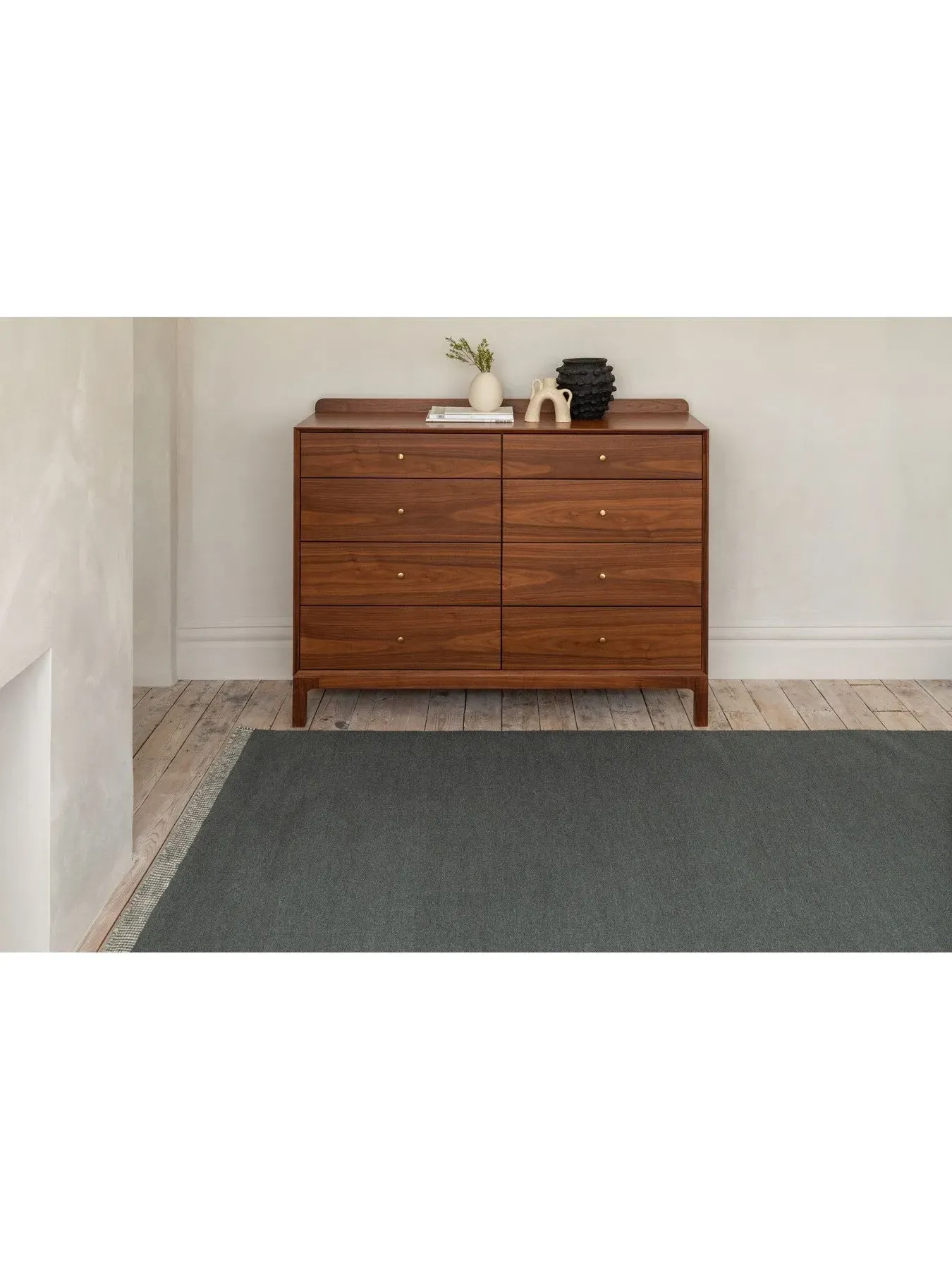 8-Drawer Chest with Brass Knobs - Brown, Walnut