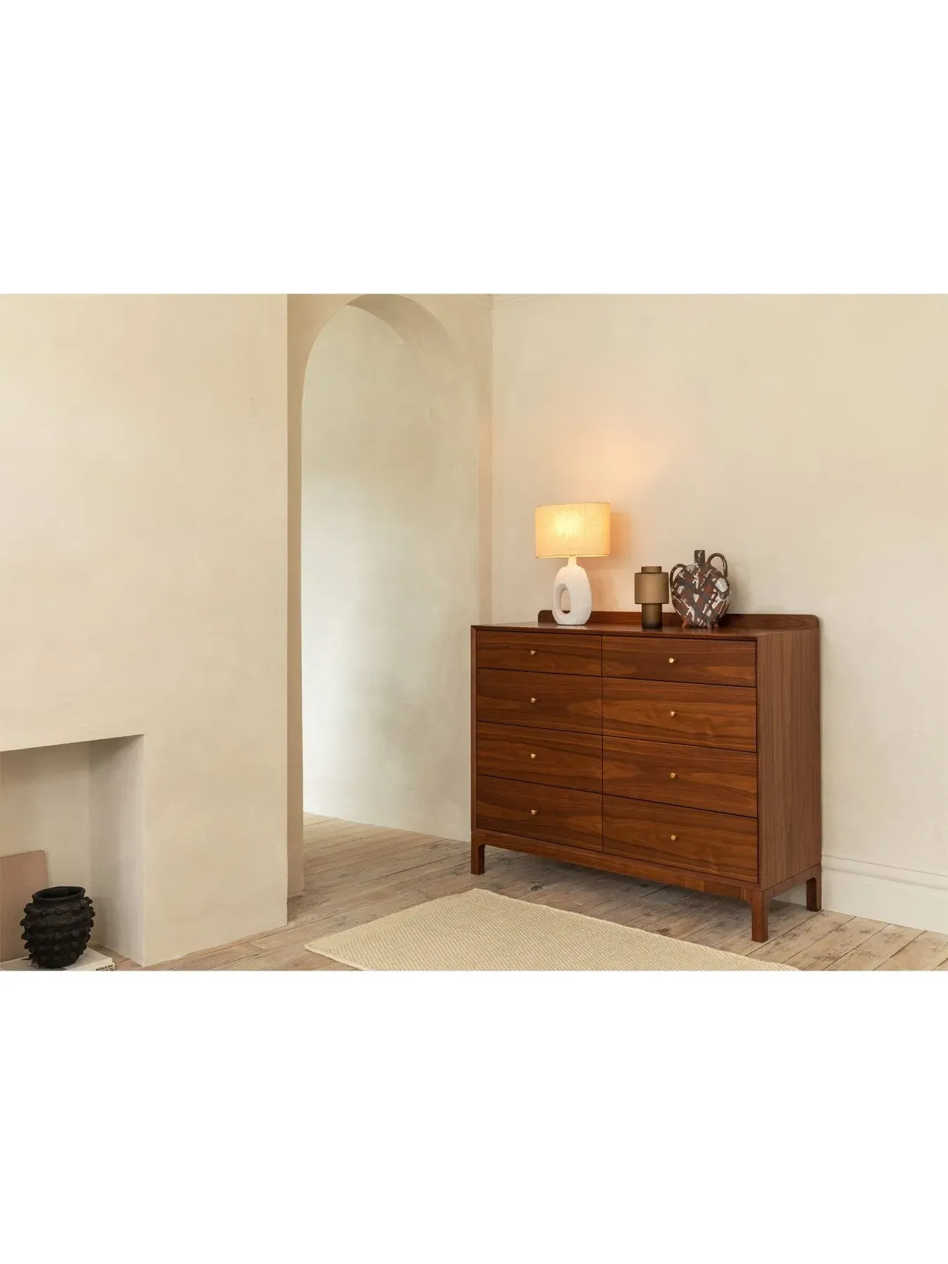 8-Drawer Chest with Brass Knobs - Brown, Walnut