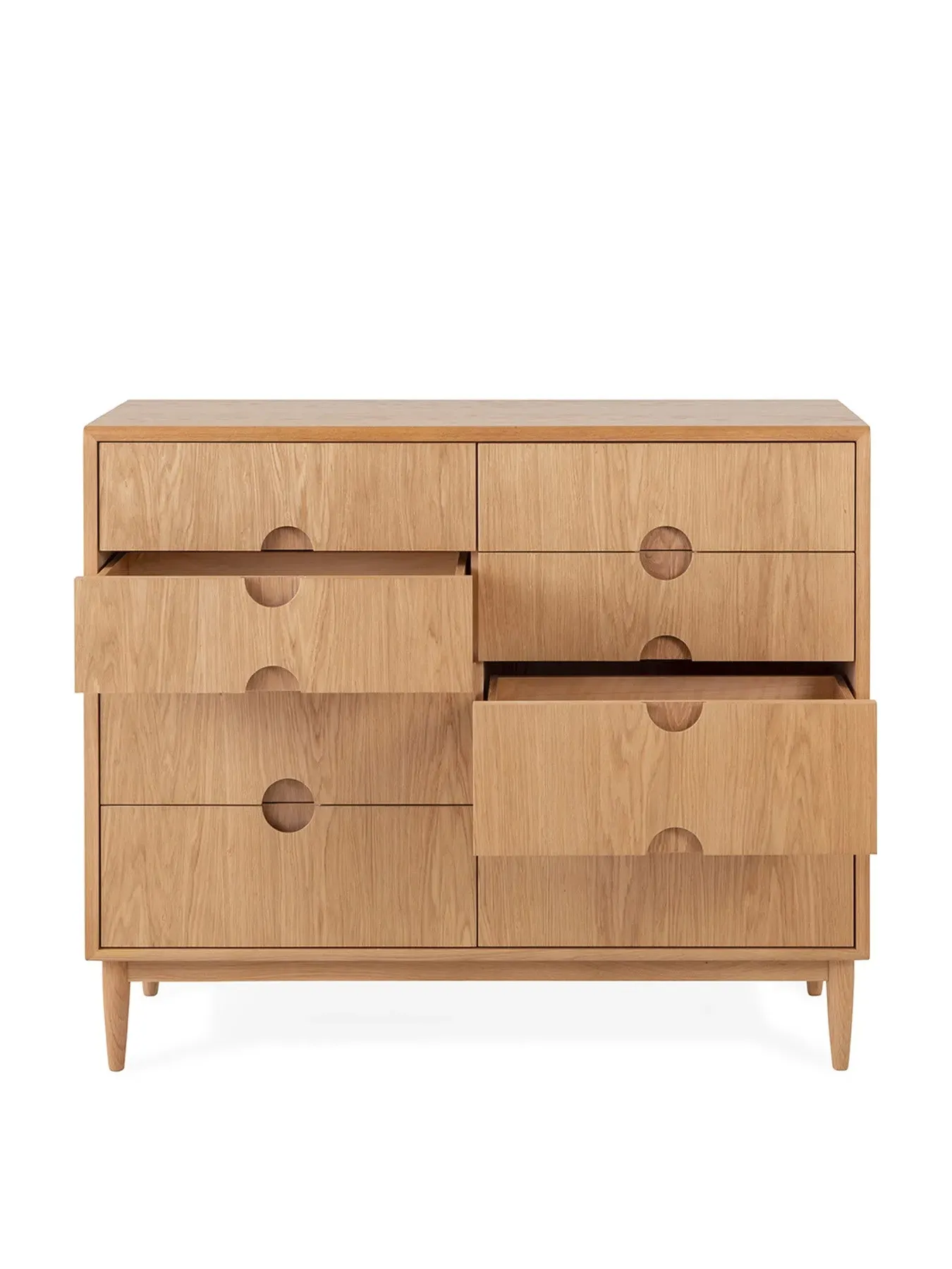 8 Drawer Wide Chest - Natural Oak, Oak