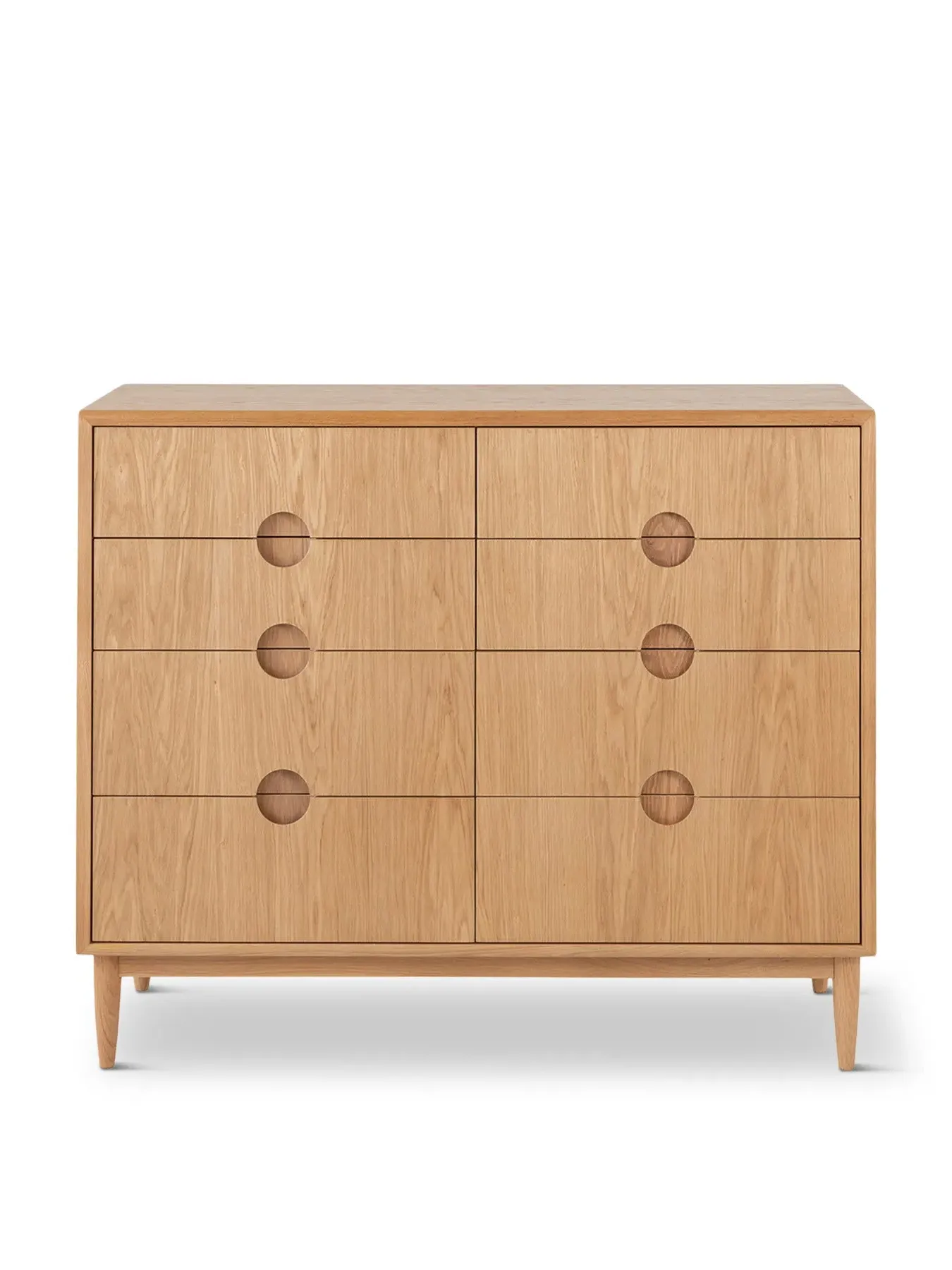 8 Drawer Wide Chest - Natural Oak, Oak image