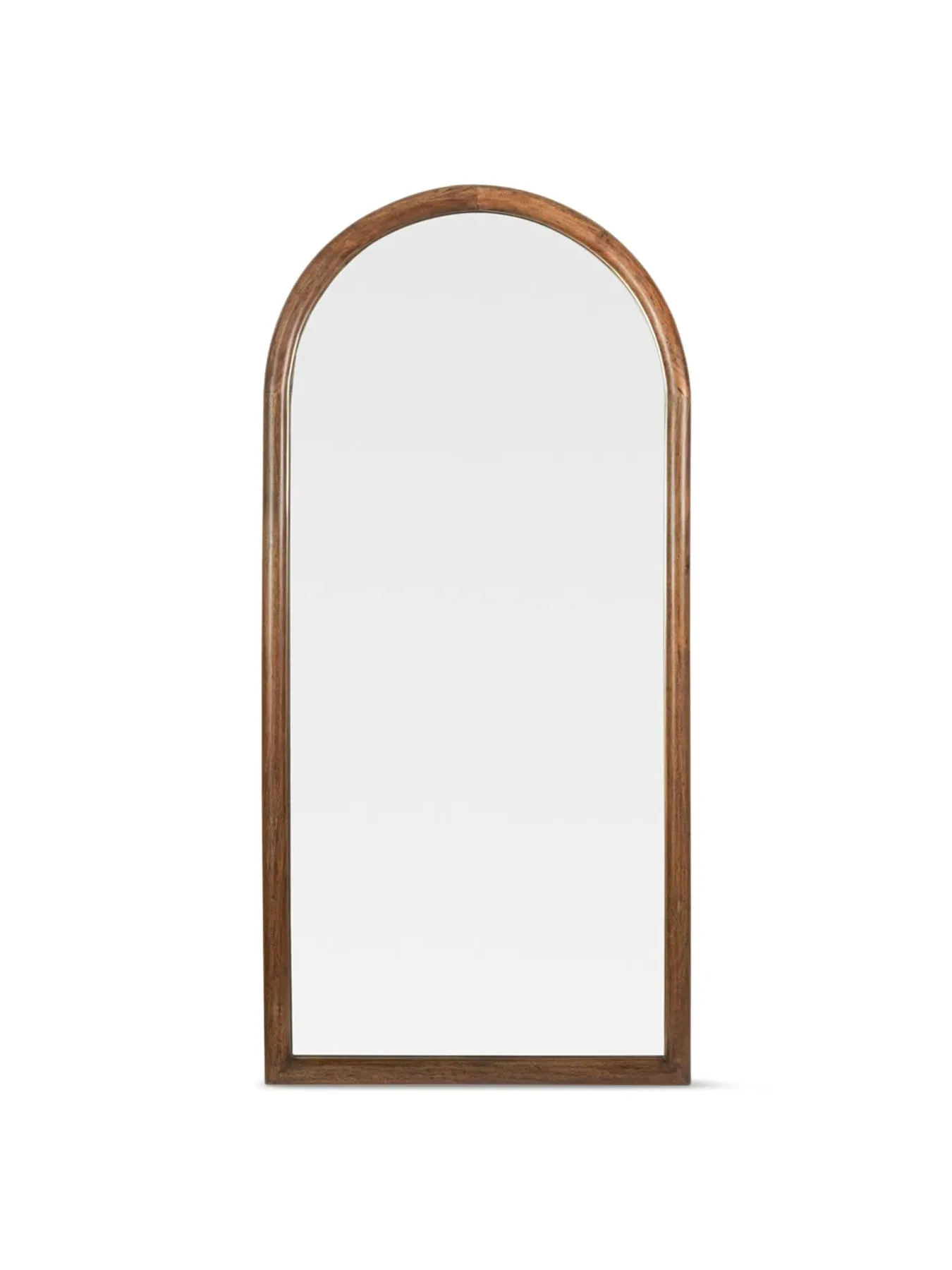 Arch Floor Mirror with Wall Mount - Walnut, Wood image