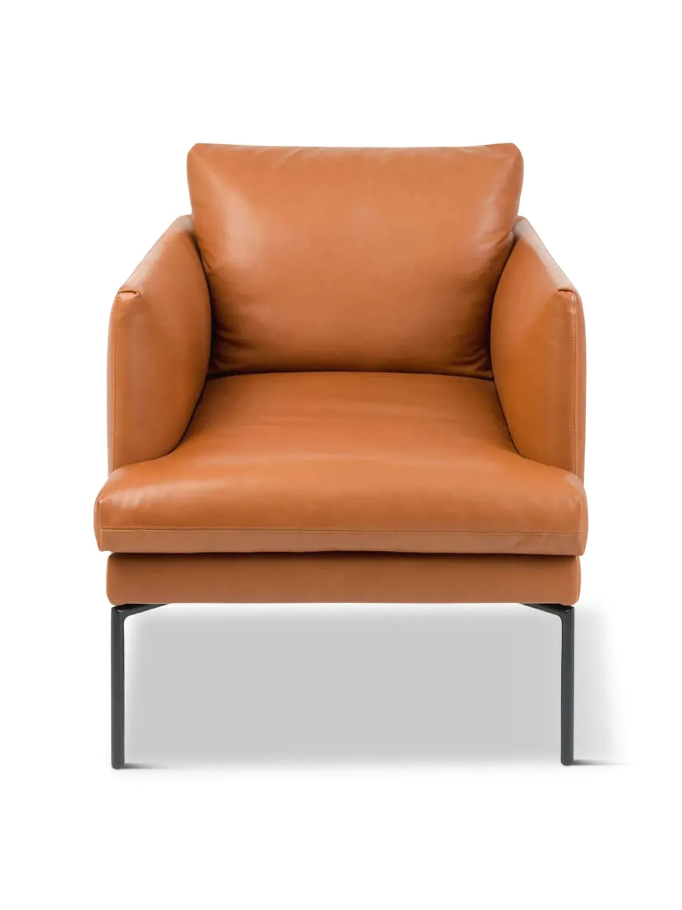 Armchair with Curved Design - Tan, Leather image