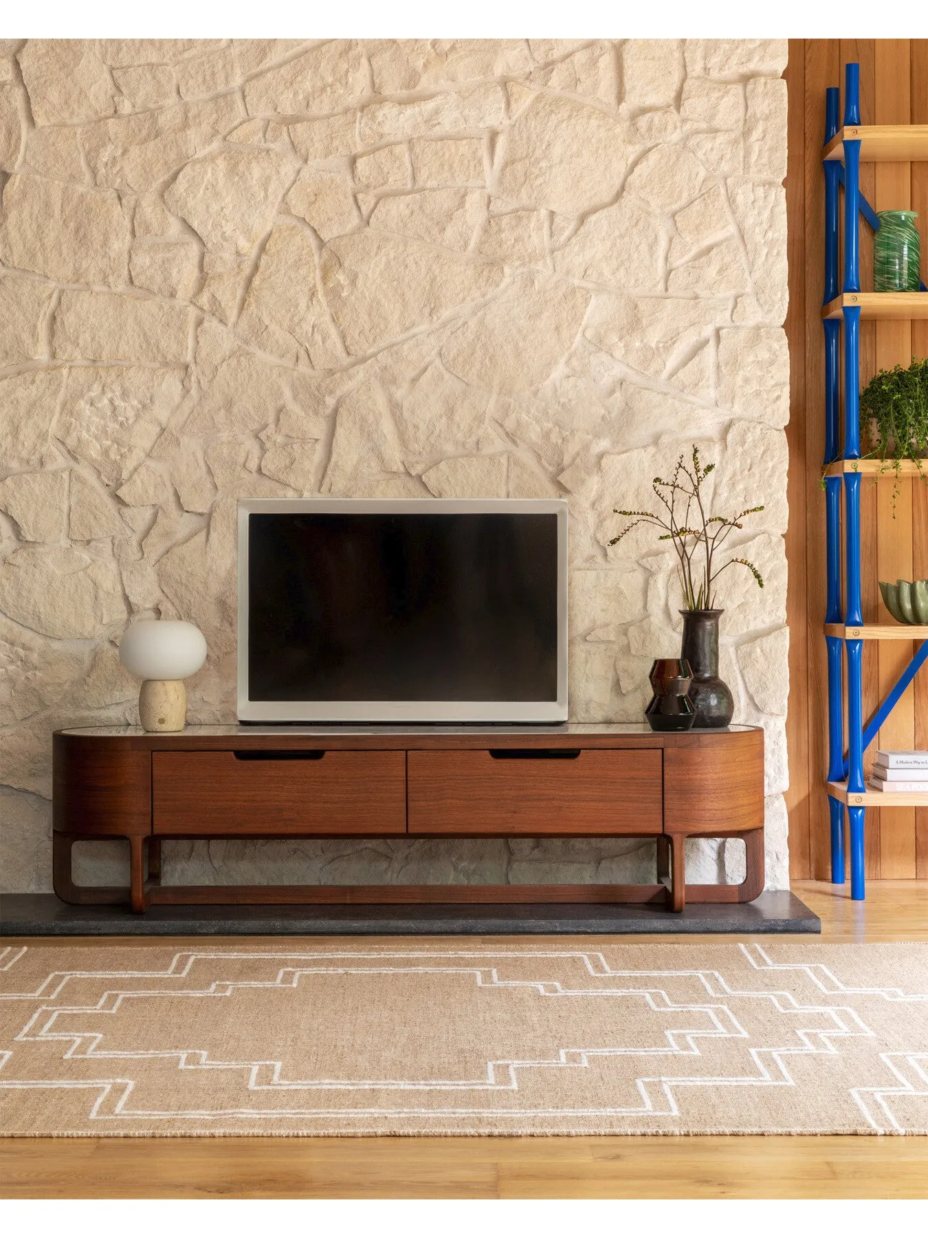 AV Unit with Marble Top - Brown, Walnut